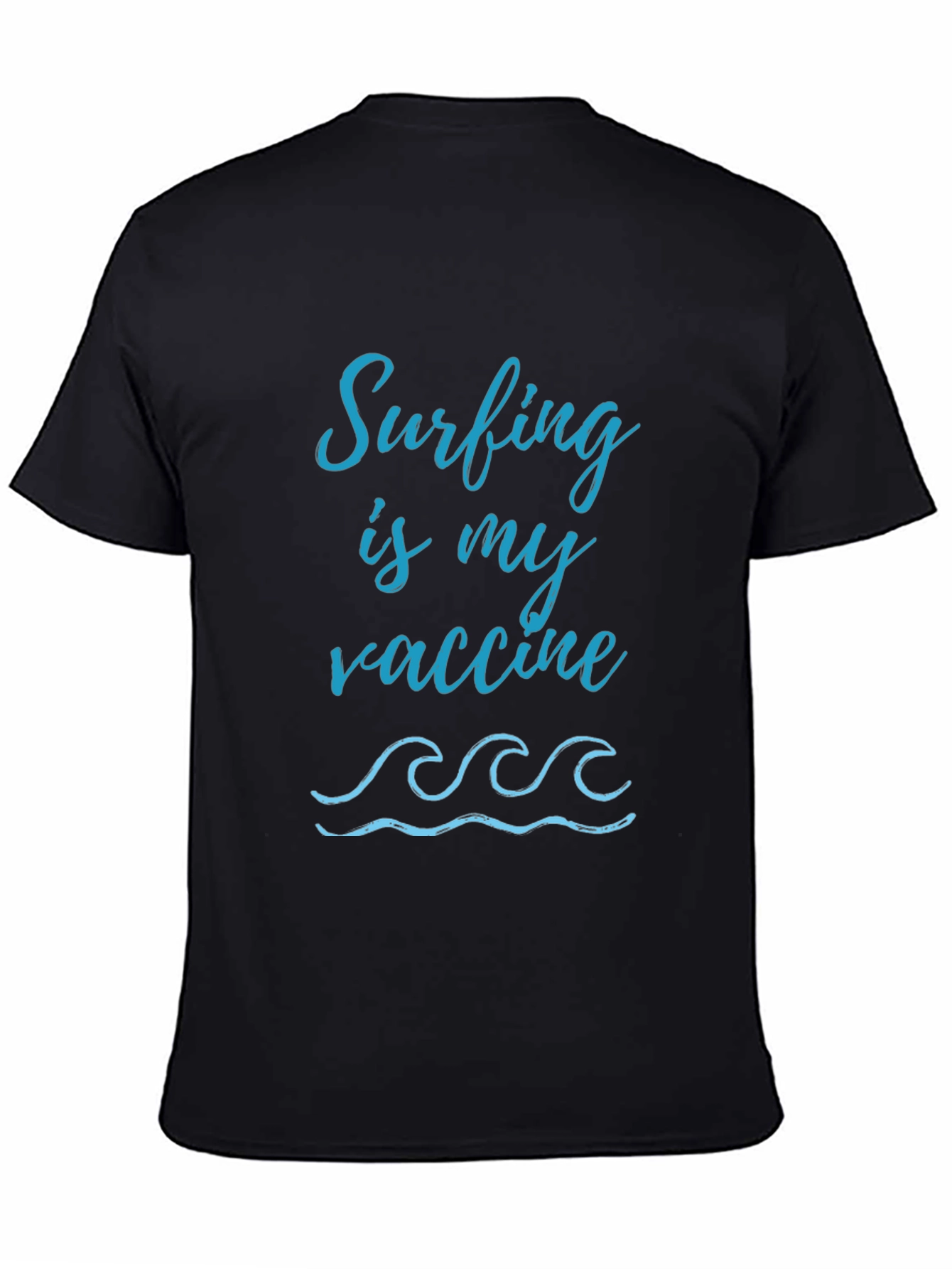 Surfing Is My Vaccine Black Graphic Tee