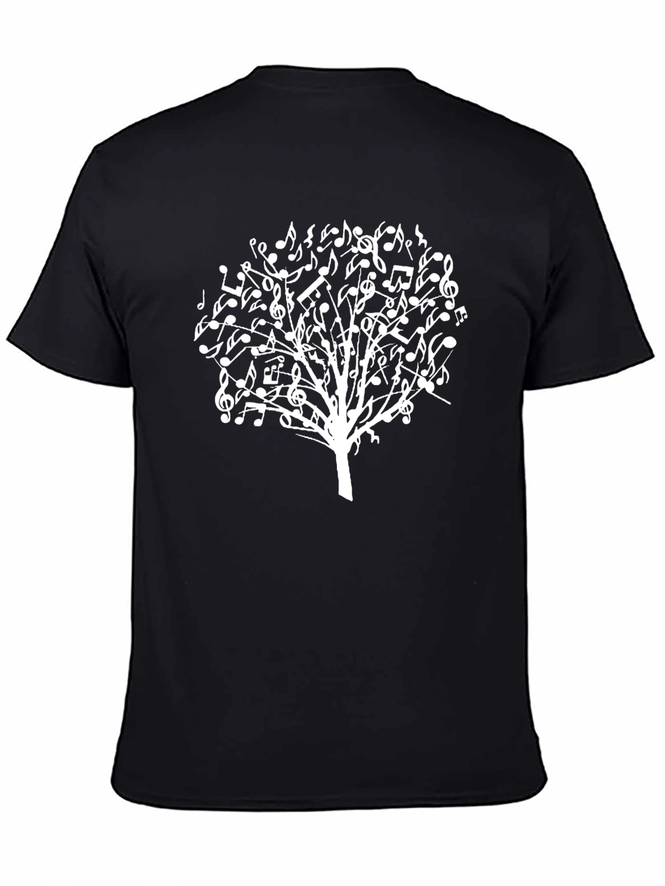 Music Note Tree Black T-Shirt