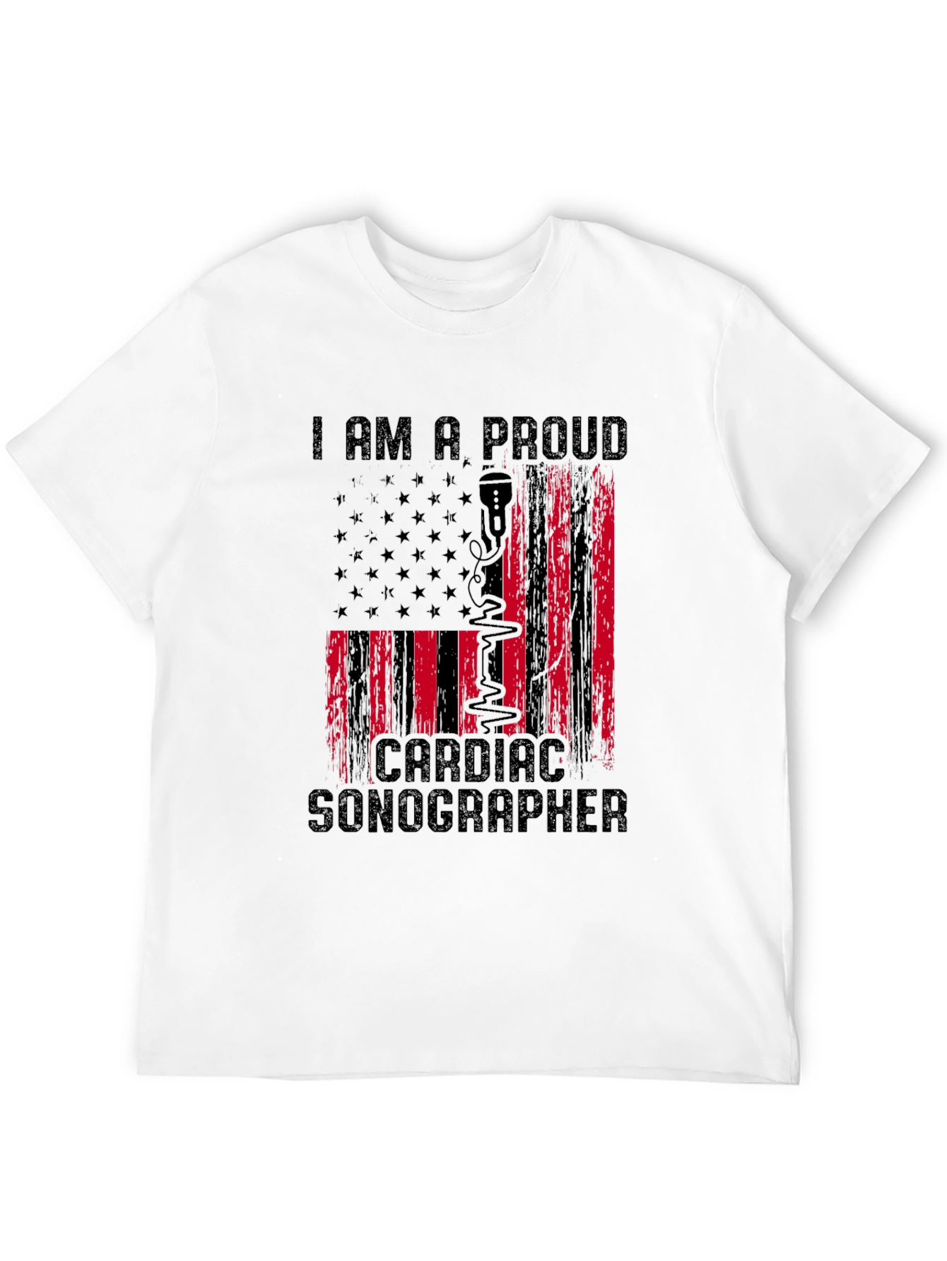 Proud Cardiac Sonographer T-Shirt - American Flag Design