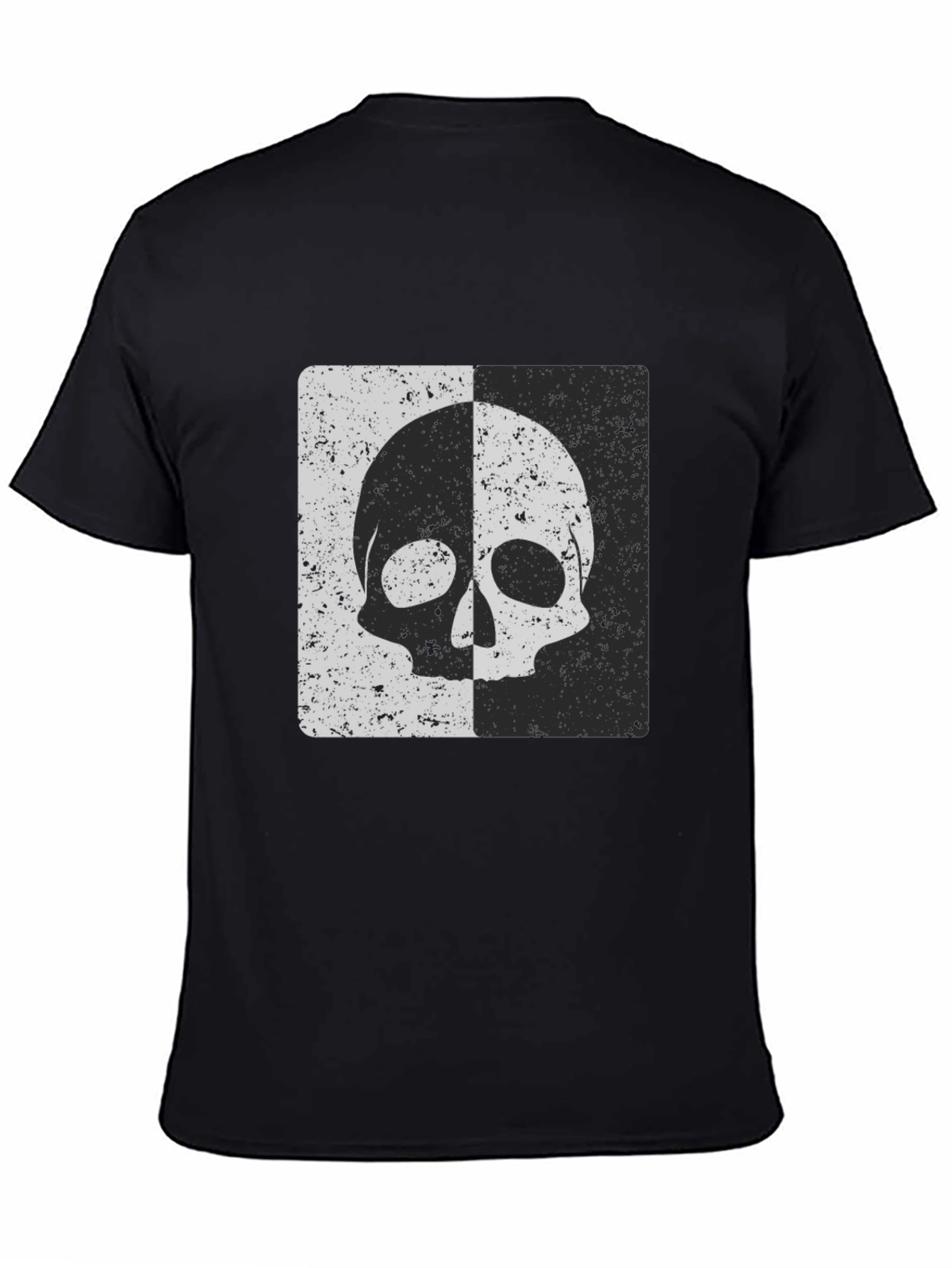 Split Skull Graphic Tee - Black Cotton Blend