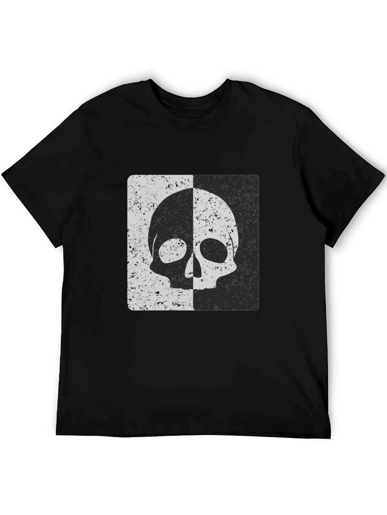 Split Skull Graphic Tee - Black Cotton Blend