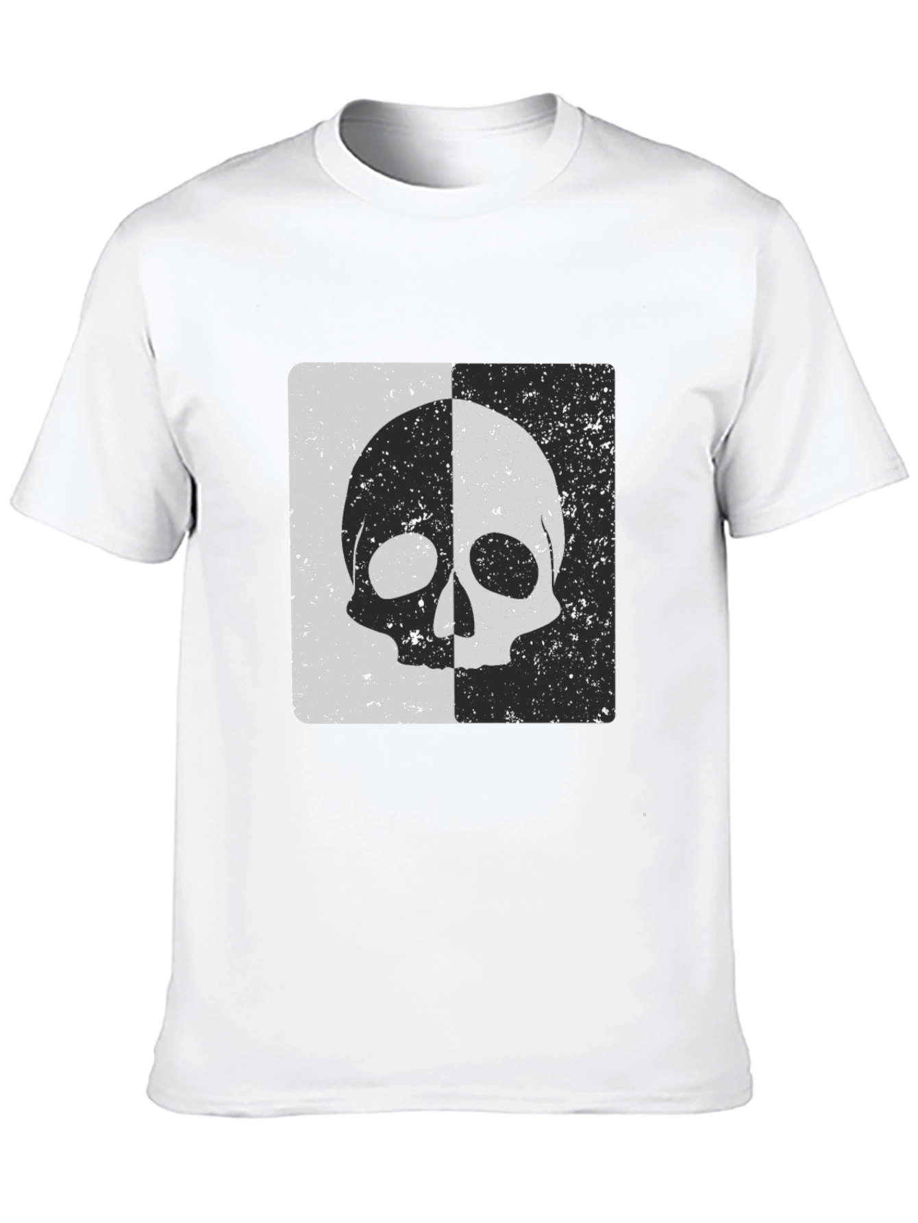 Split Skull Graphic Tee - Black Cotton Blend