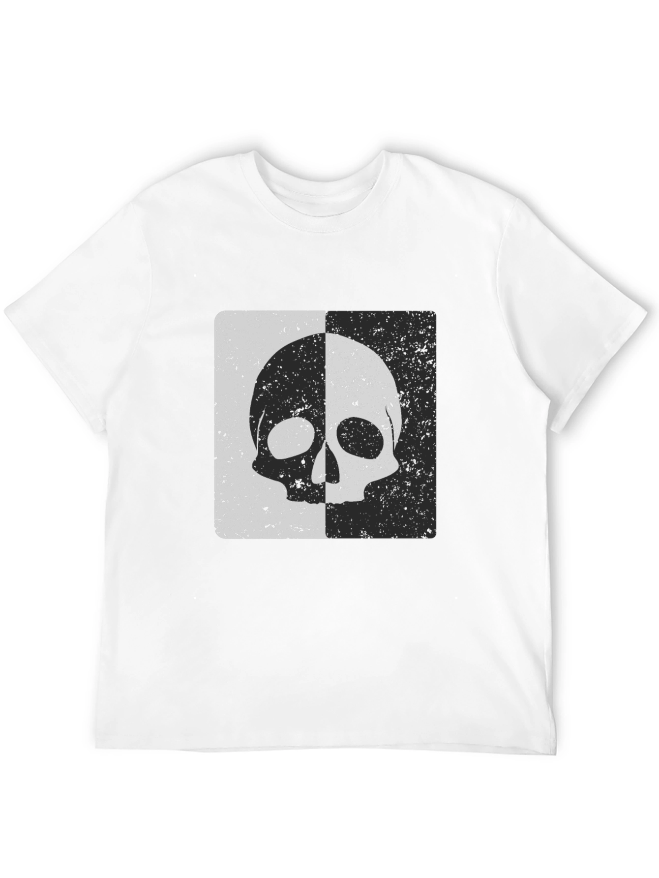 Split Skull Graphic Tee - Black Cotton Blend