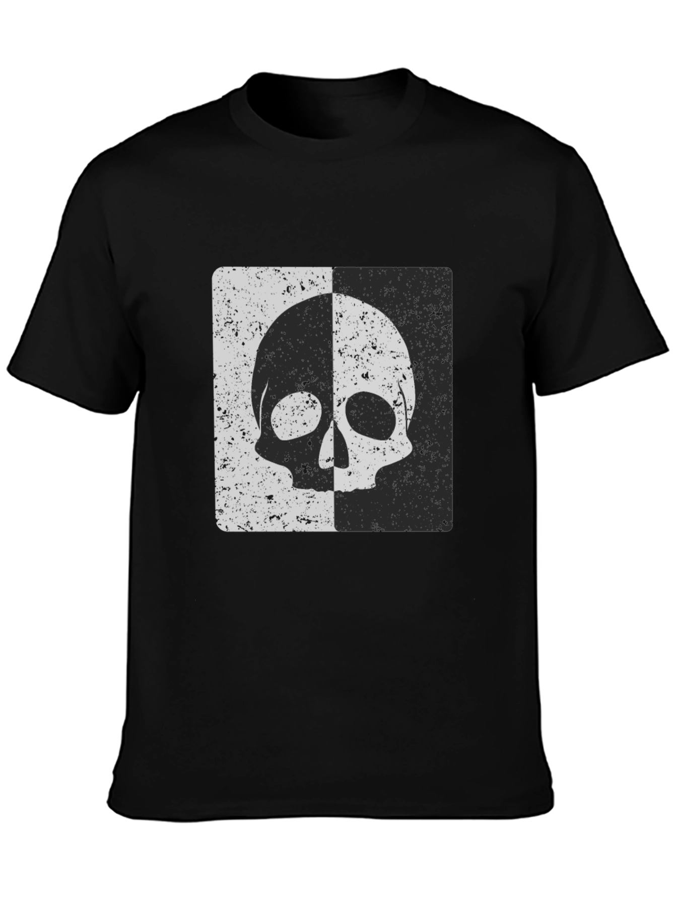 Split Skull Graphic Tee - Black Cotton Blend