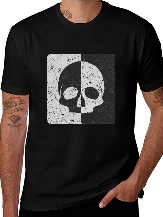 Split Skull Graphic Tee - Black Cotton Blend