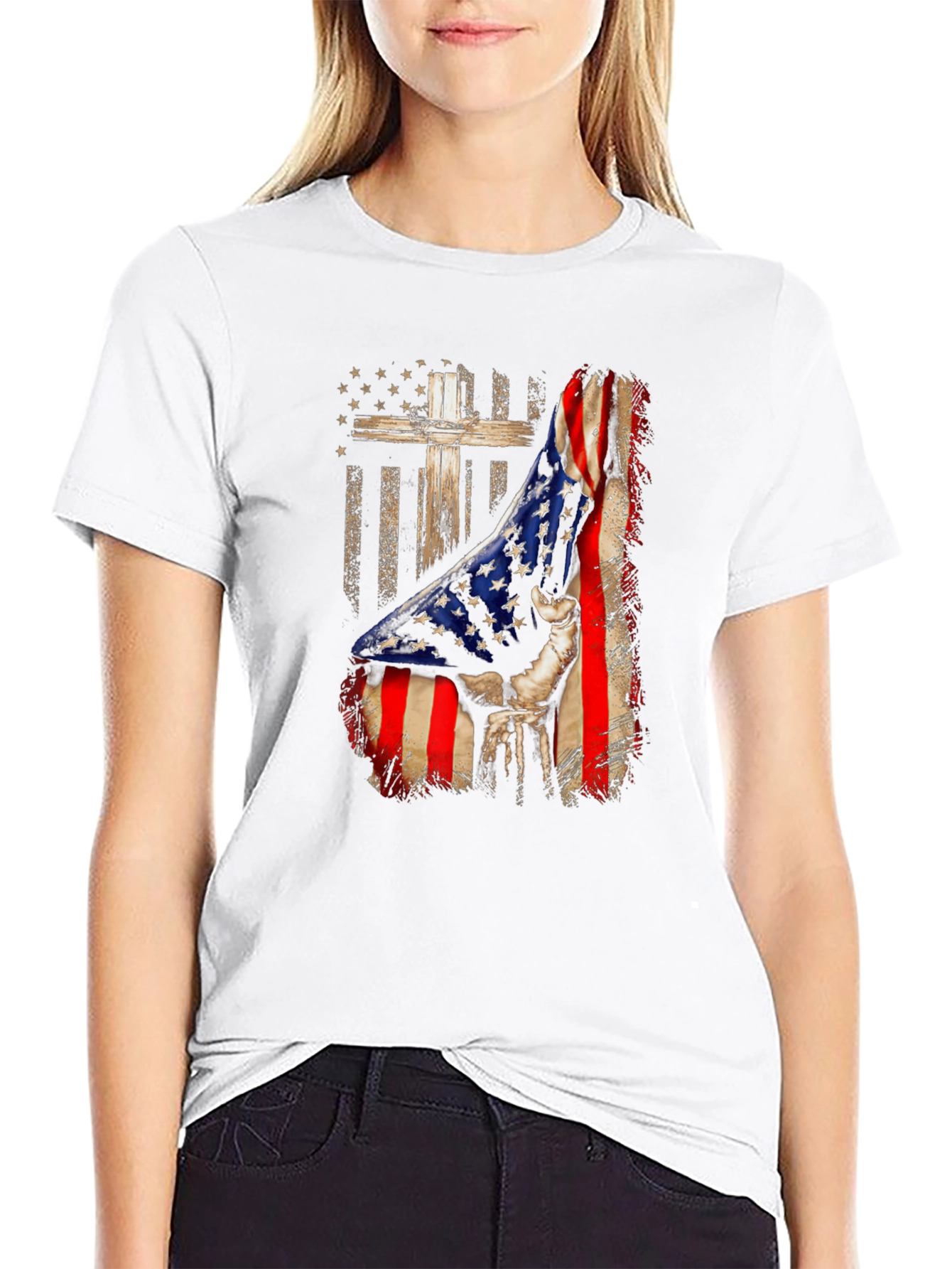 Patriotic Cross & Flag Graphic Tee - Mens