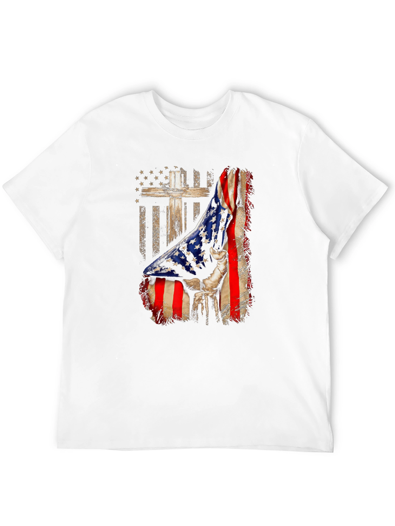Patriotic Cross & Flag Graphic Tee - Mens