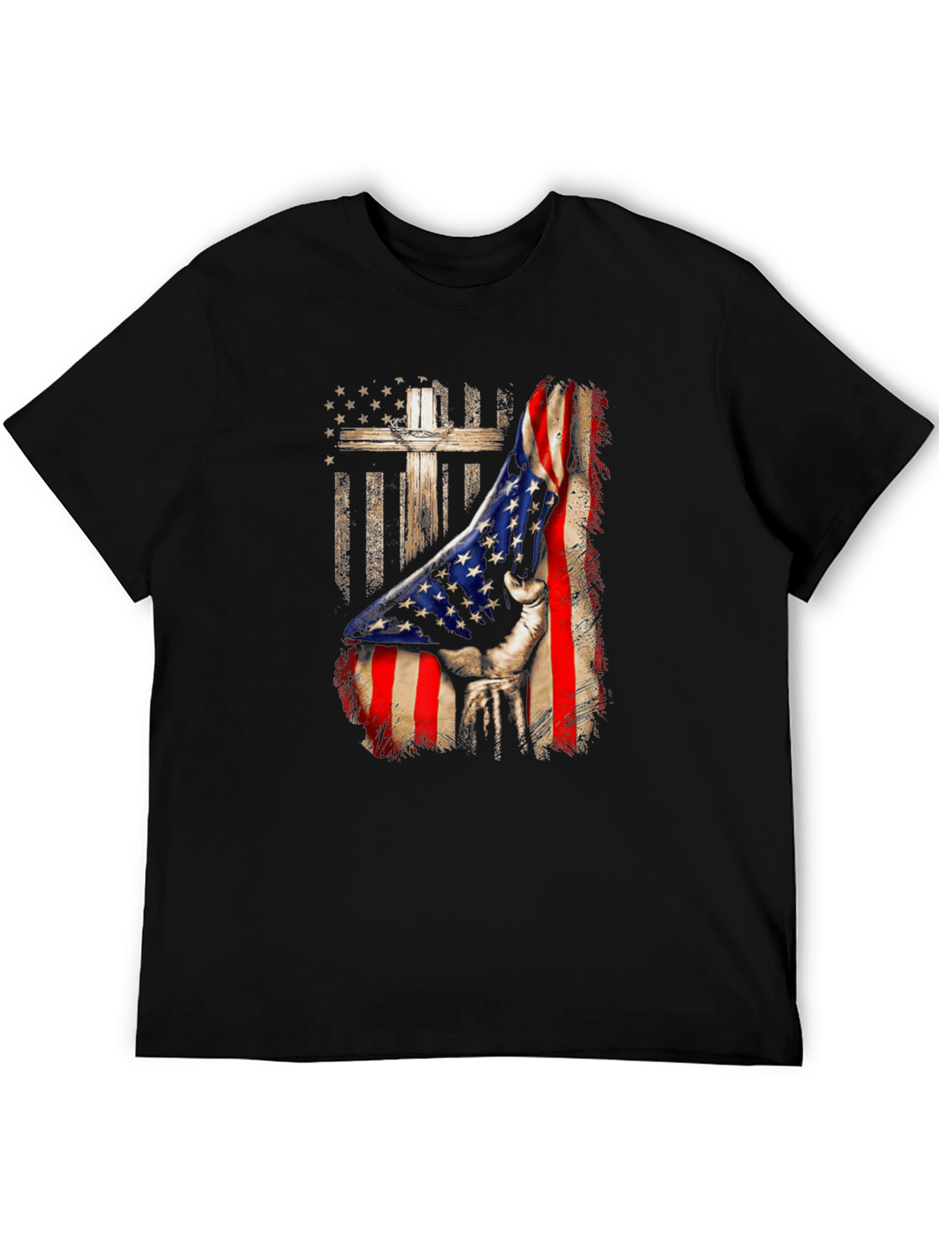 Patriotic Cross & Flag Graphic Tee - Mens