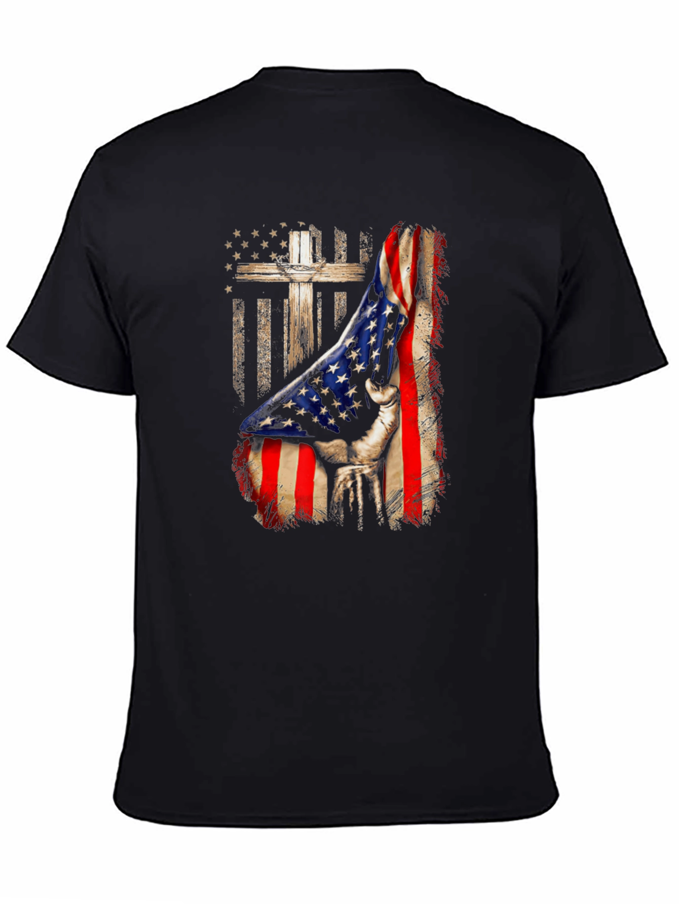Patriotic Cross & Flag Graphic Tee - Mens