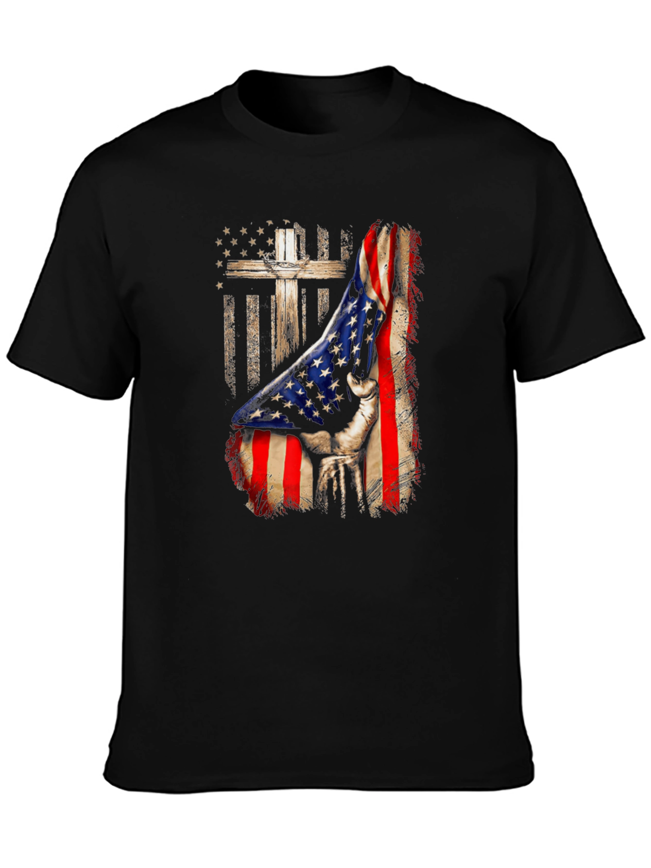 Patriotic Cross & Flag Graphic Tee - Mens