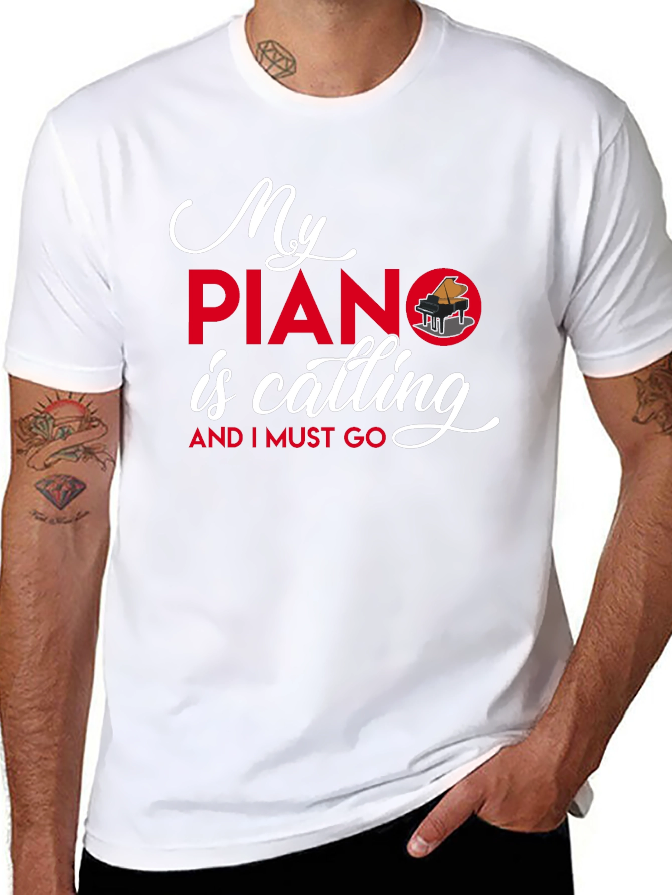 My Piano is Calling Black T-Shirt