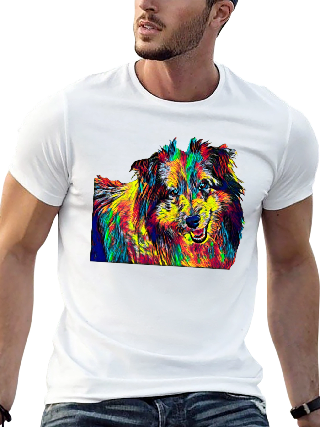 Dog Breed Pop Art Graphic Print Black T-Shirt