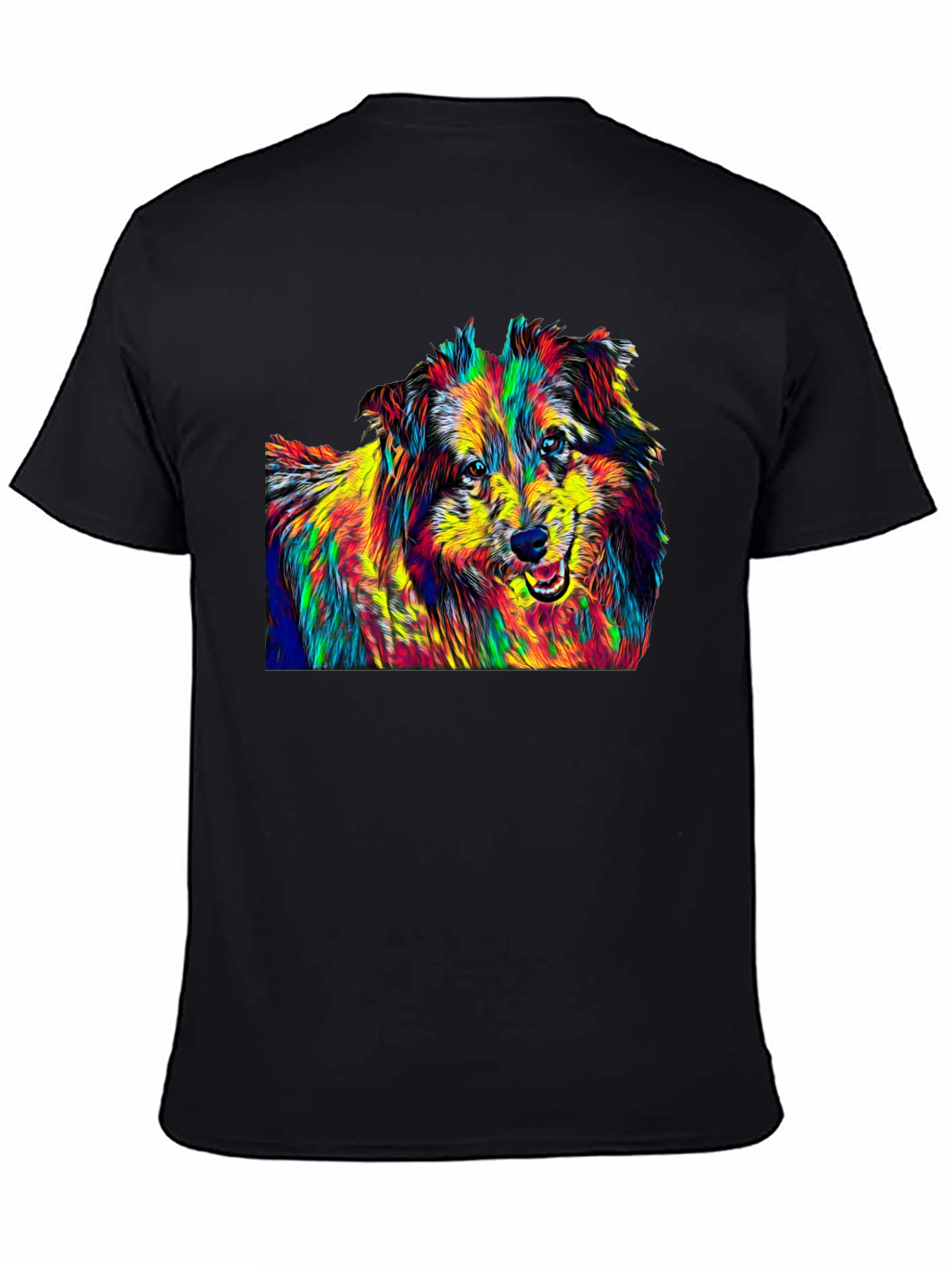 Dog Breed Pop Art Graphic Print Black T-Shirt
