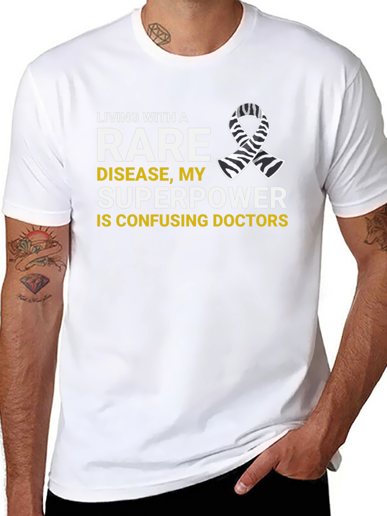 Rare Disease Superpower T-Shirt Zebra Ribbon Awareness Tee