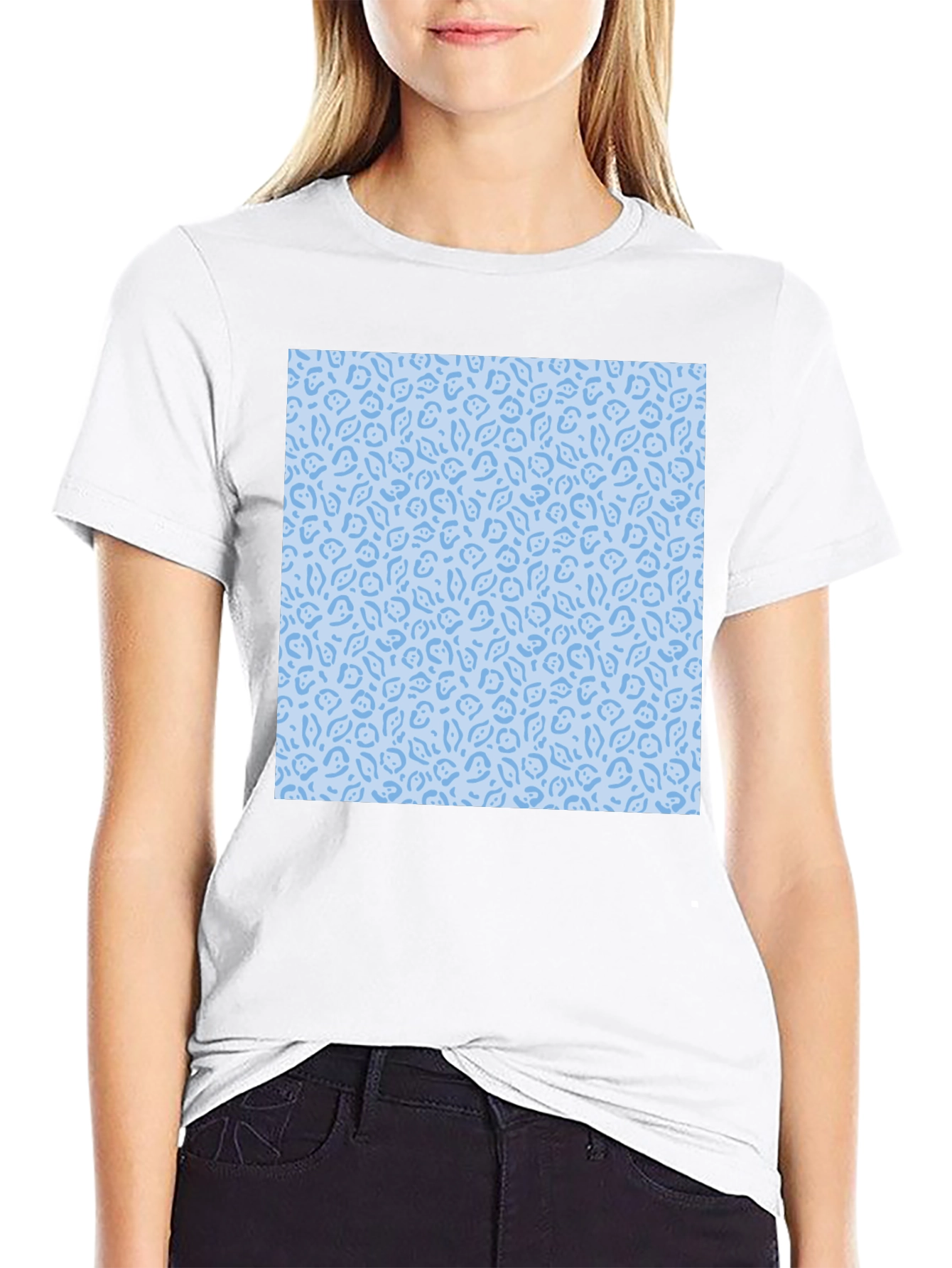 Stylish Black T-Shirt with Light Blue Pattern Design