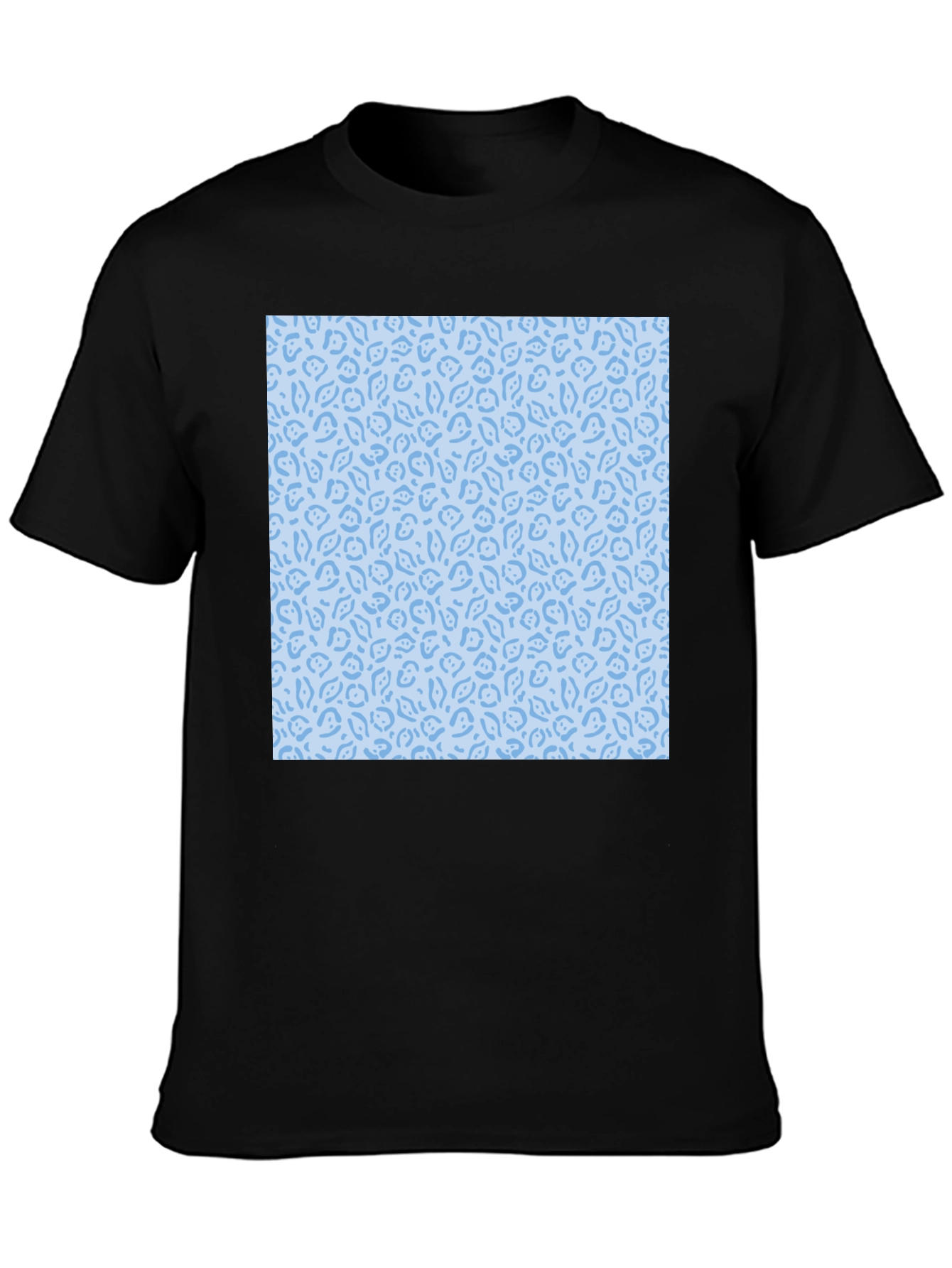 Stylish Black T-Shirt with Light Blue Pattern Design