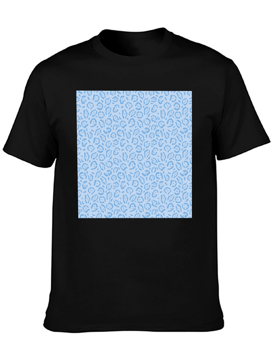 Stylish Black T-Shirt with Light Blue Pattern Design