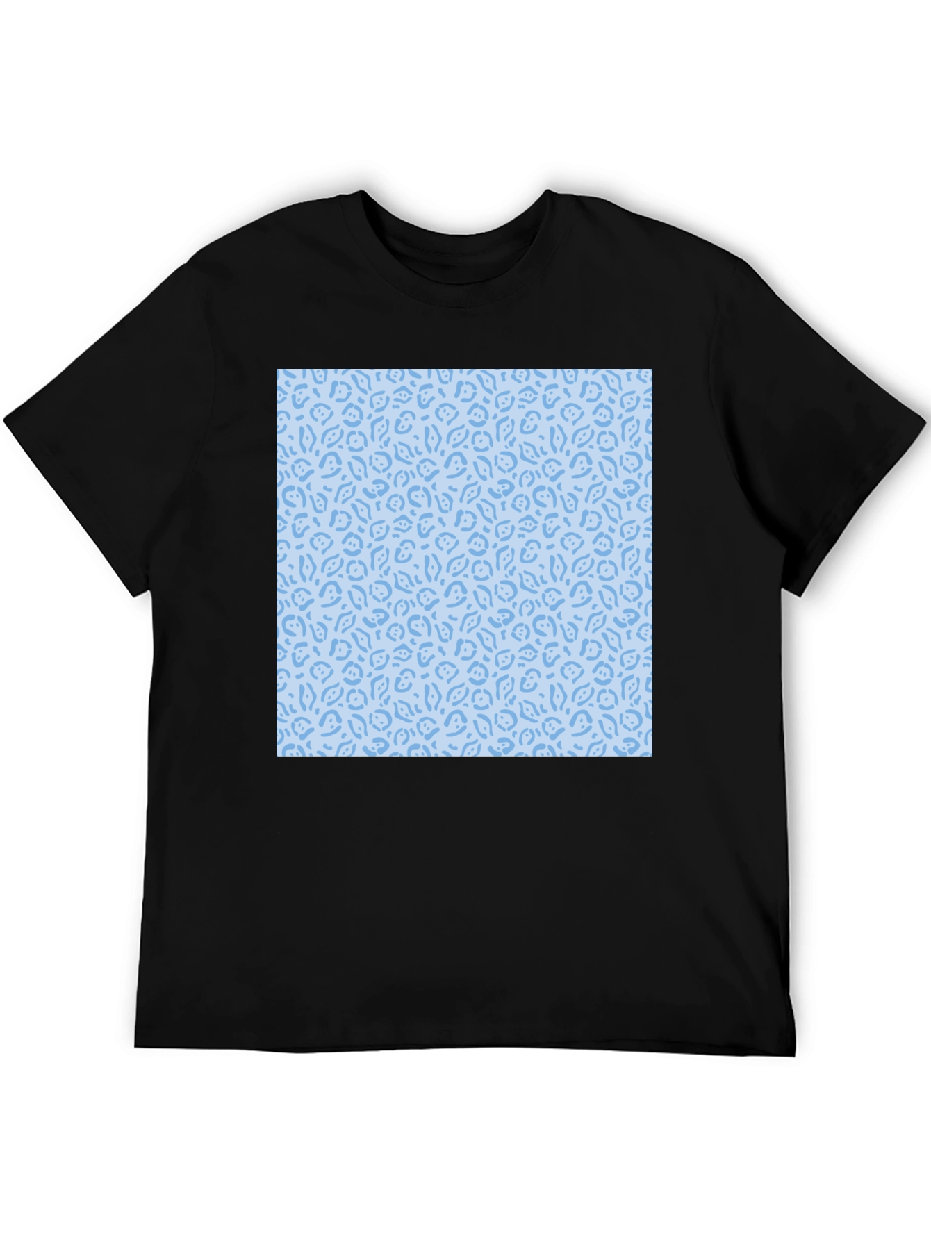 Stylish Black T-Shirt with Light Blue Pattern Design
