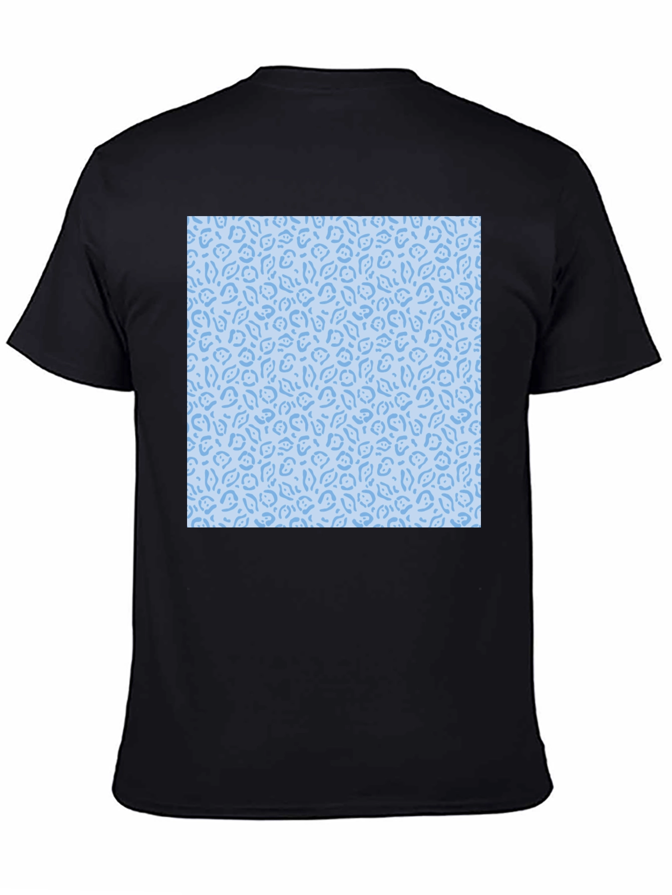 Stylish Black T-Shirt with Light Blue Pattern Design