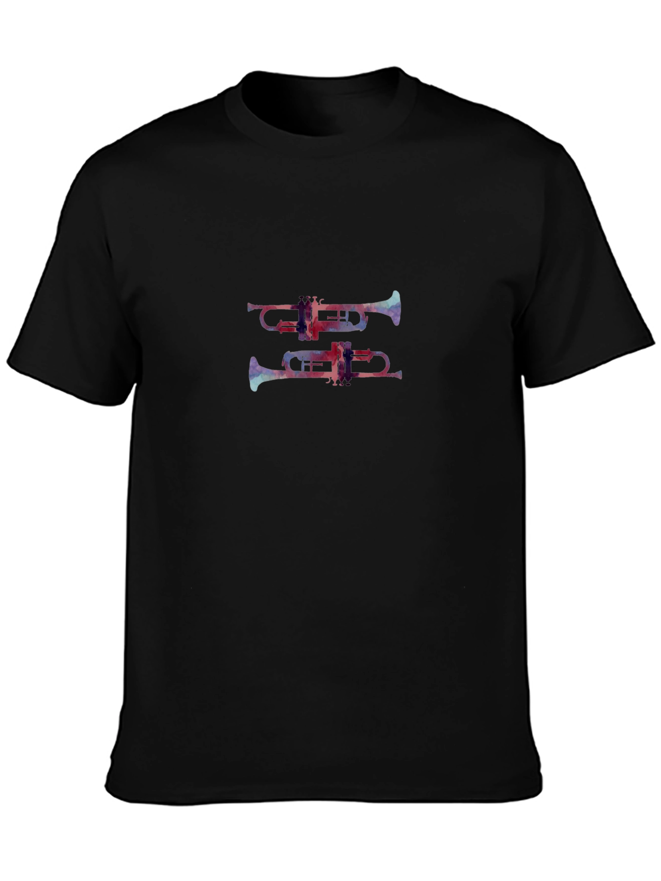 Abstract Trumpet Print Black T-Shirt