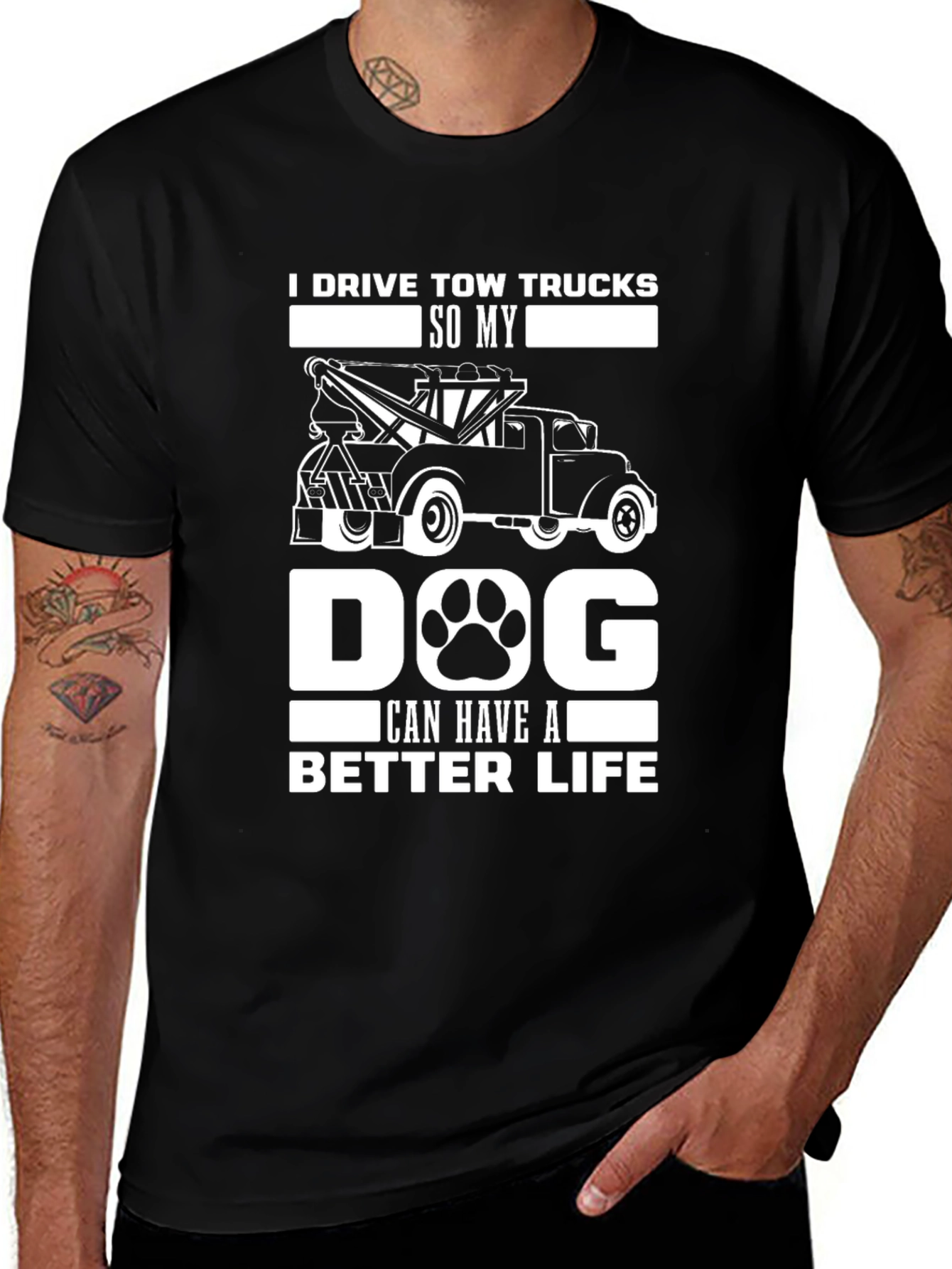 Tow Truck Dog Life T-Shirt – Funny Driver Dog Lover Tee