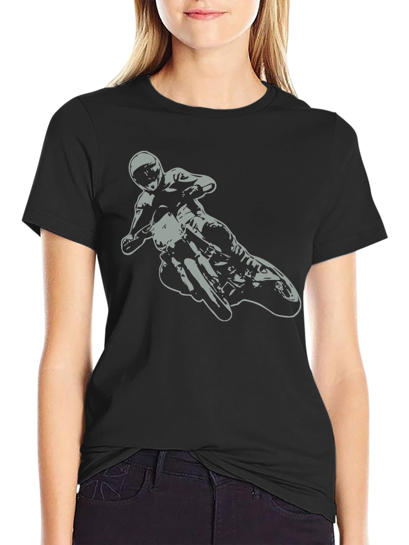 Motorcycle Rider Graphic Tee - Black