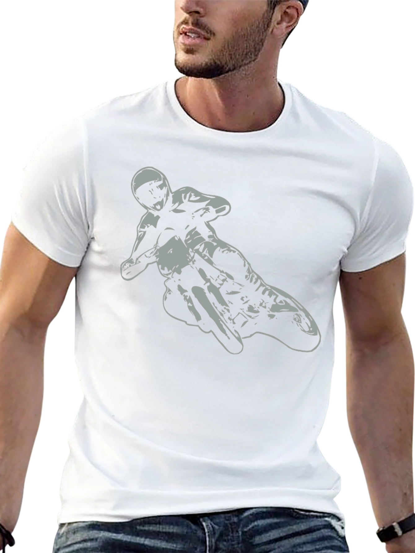 Motorcycle Rider Graphic Tee - Black