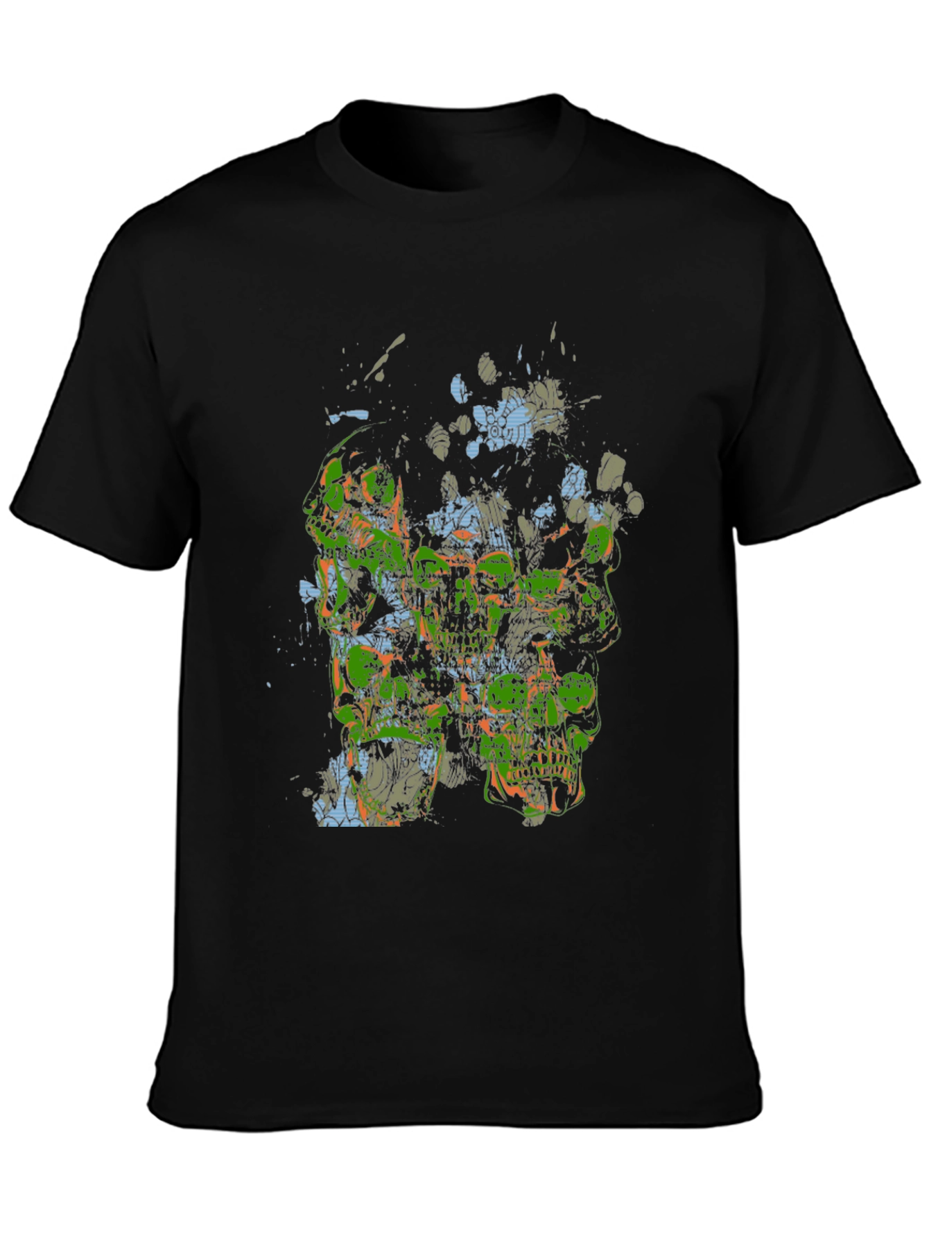 Abstract Skull Graphic Print Black T-Shirt