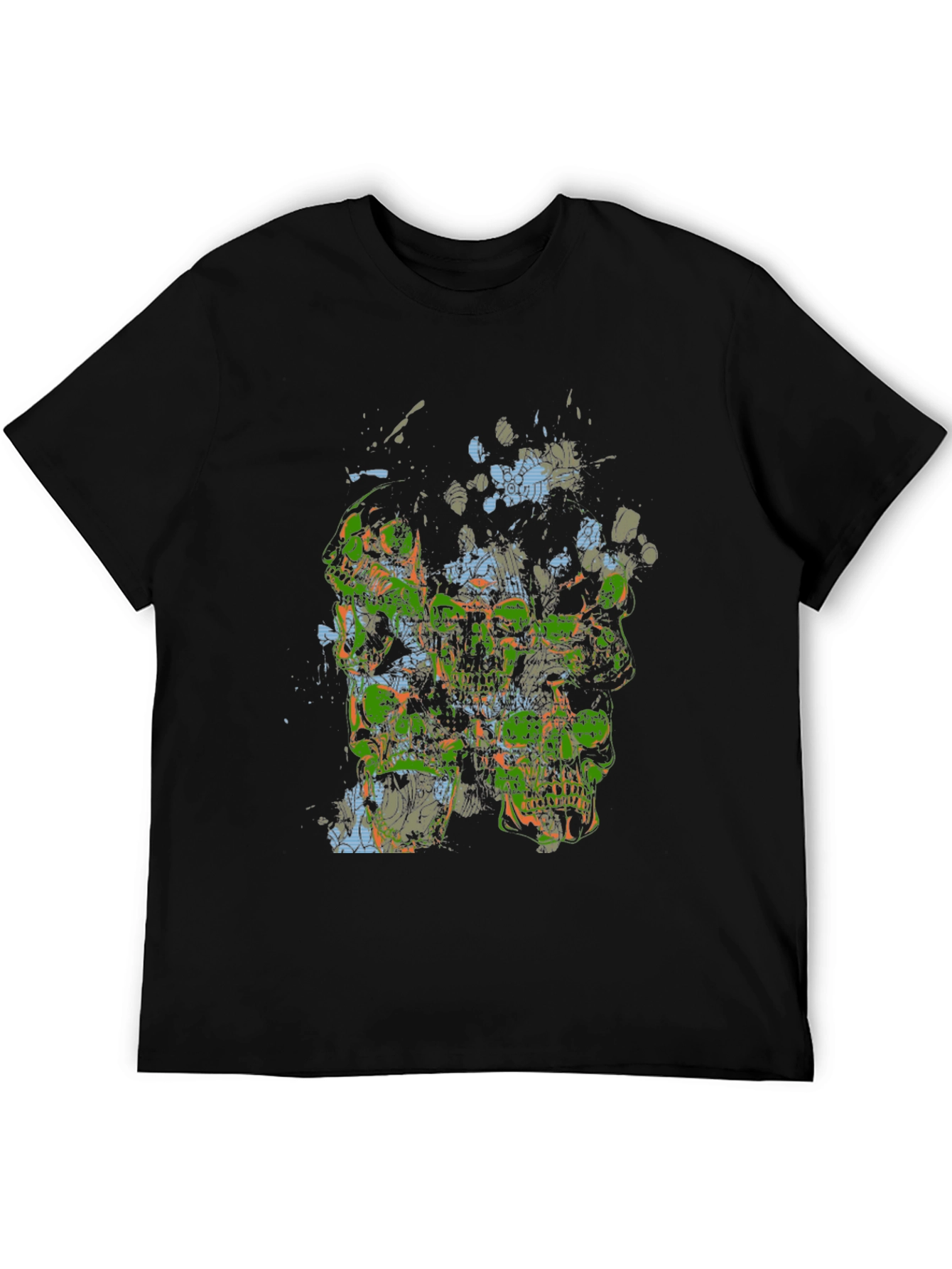 Abstract Skull Graphic Print Black T-Shirt