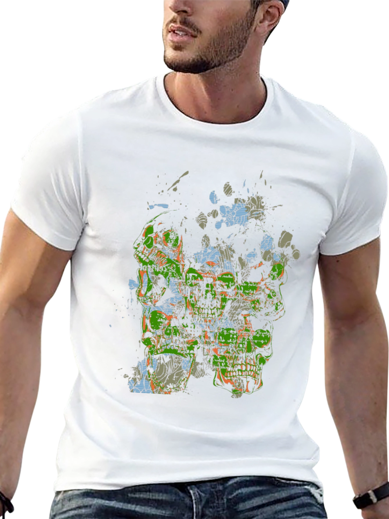 Abstract Skull Graphic Print Black T-Shirt