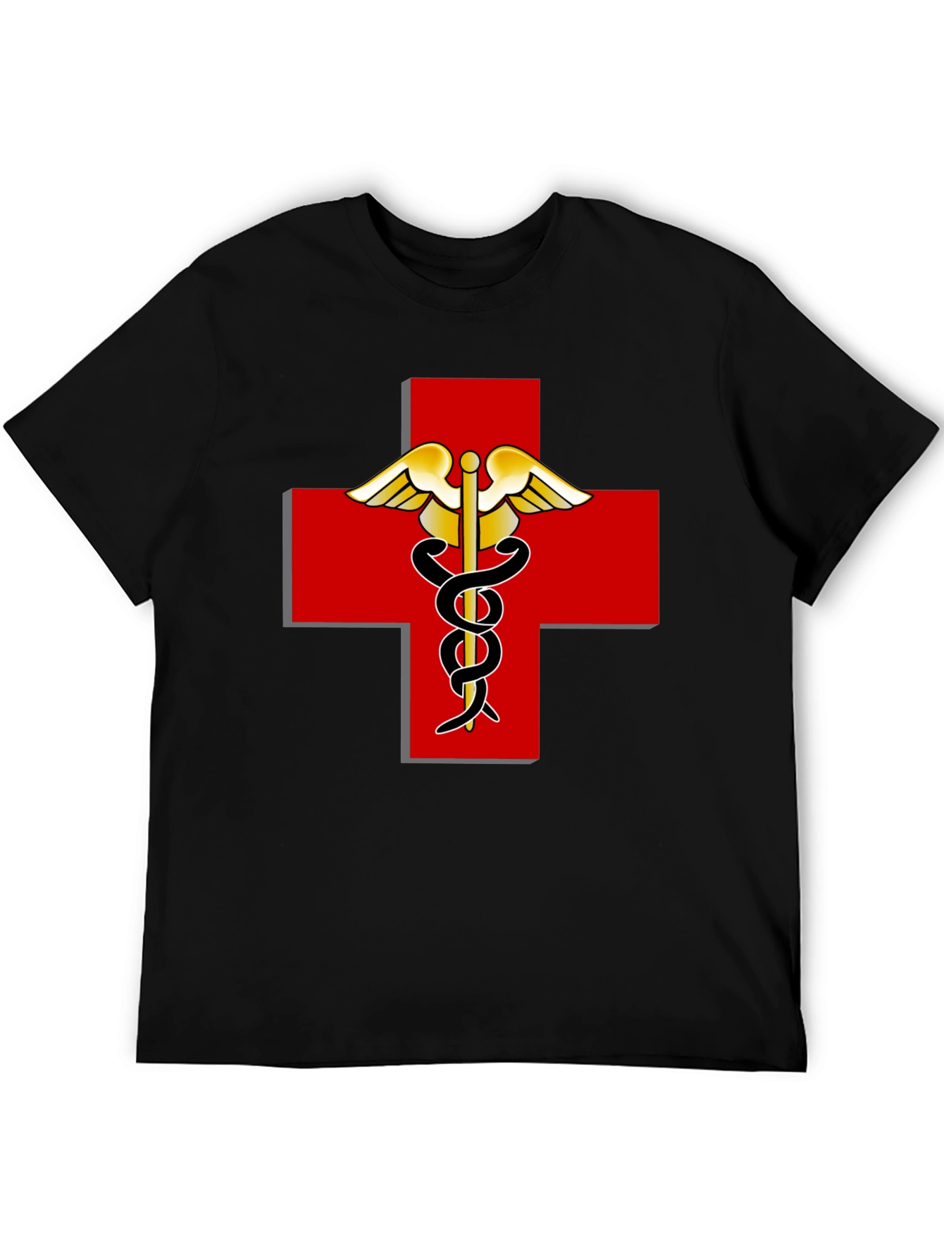 Medical Caduceus Red Cross Graphic T-Shirt
