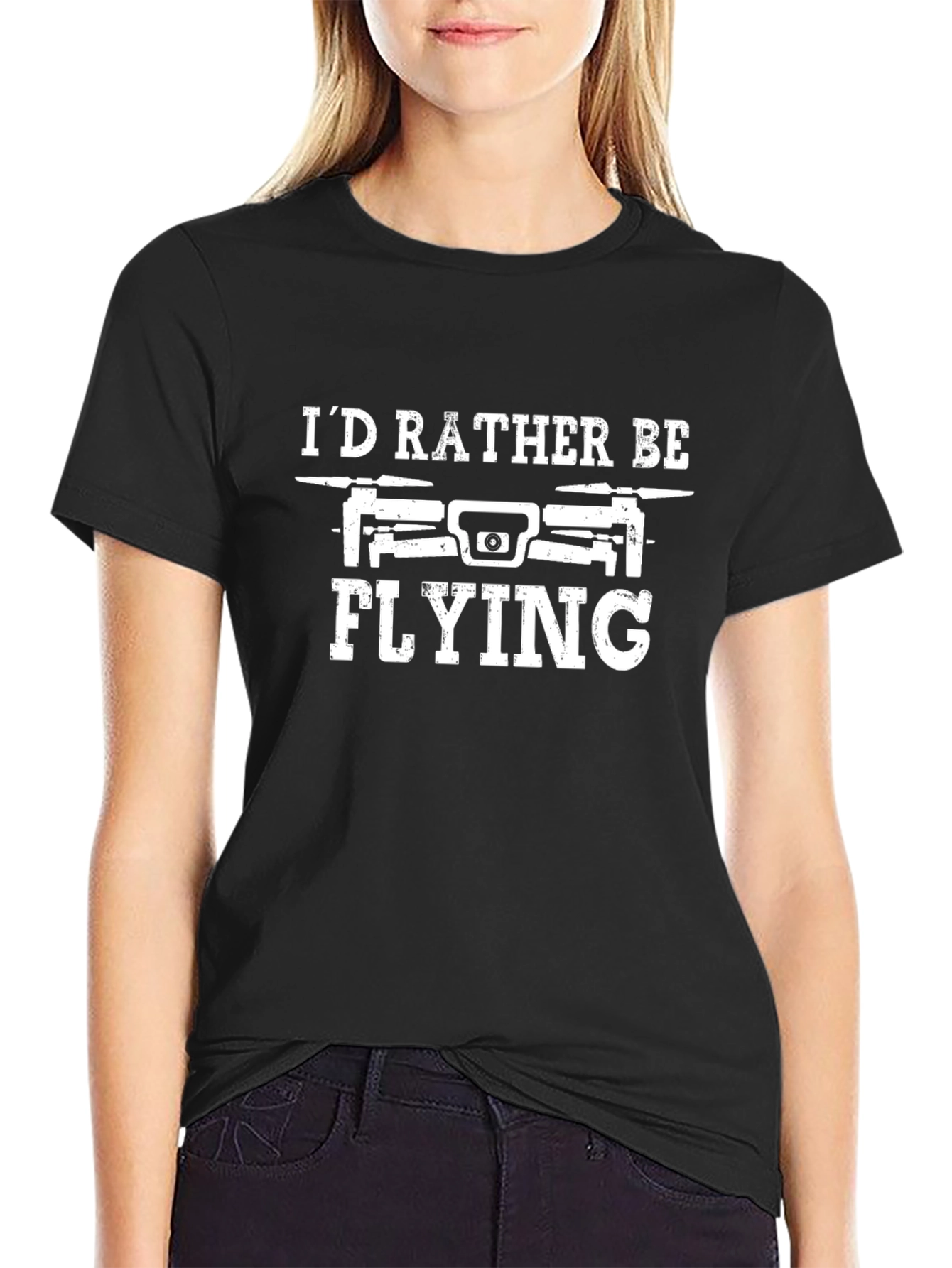Drone Enthusiast Black T-Shirt - Id Rather Be Flying