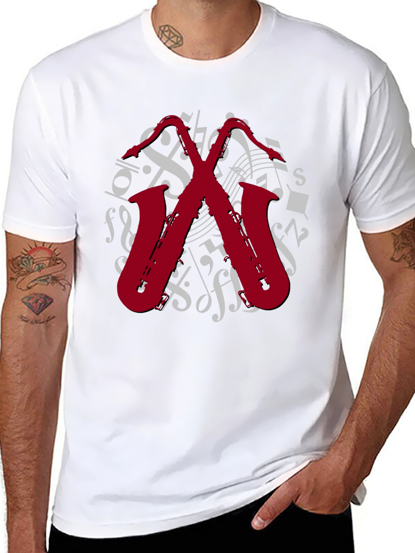 Saxophone Music Notes Graphic T-Shirt