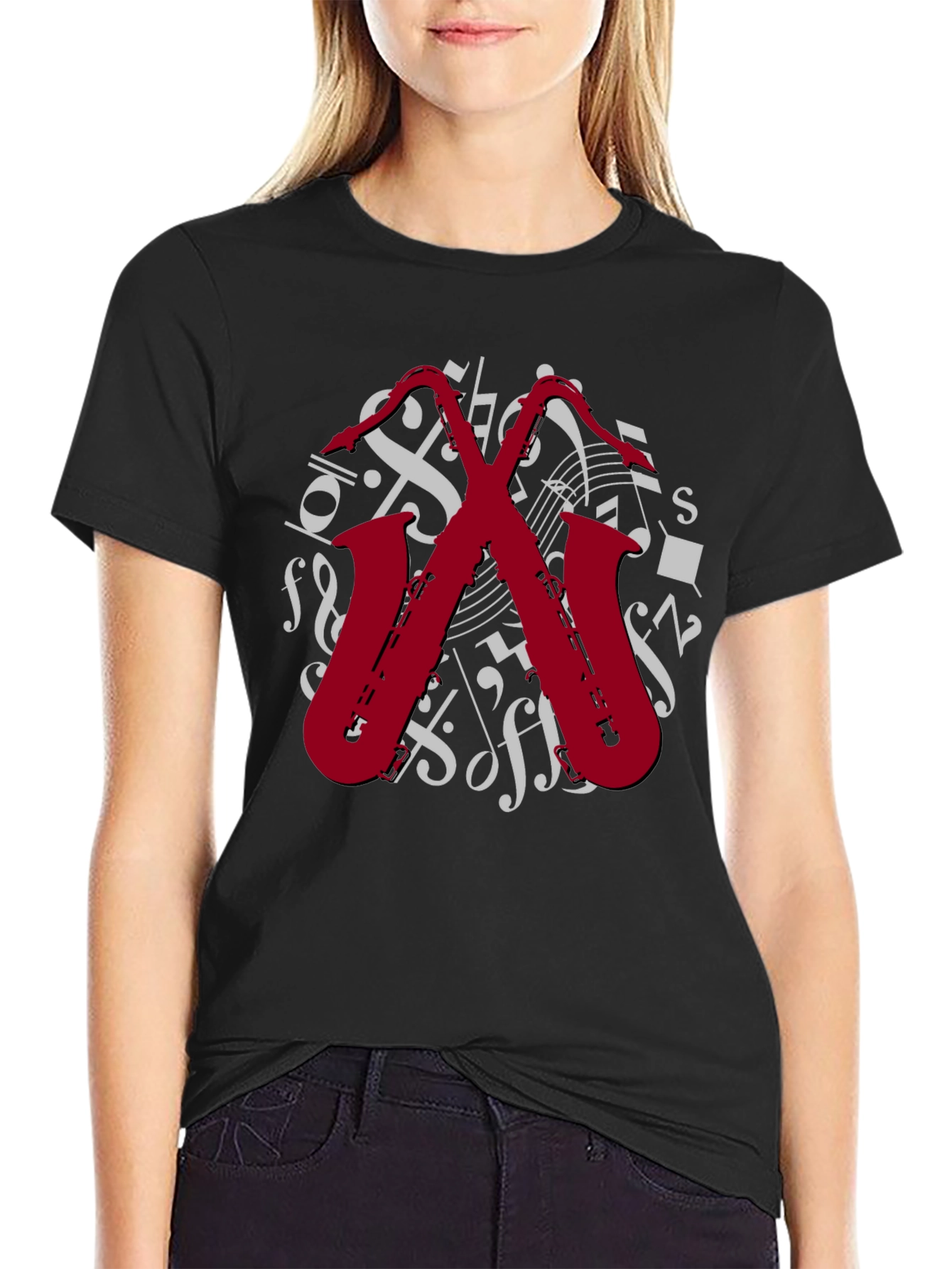Saxophone Music Notes Graphic T-Shirt