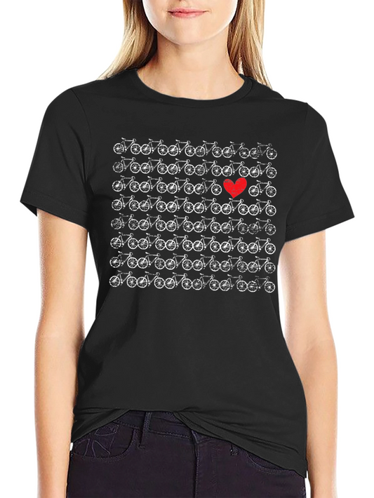 Bicycle Love T-Shirt - Unique Bike Pattern with Heart Accent