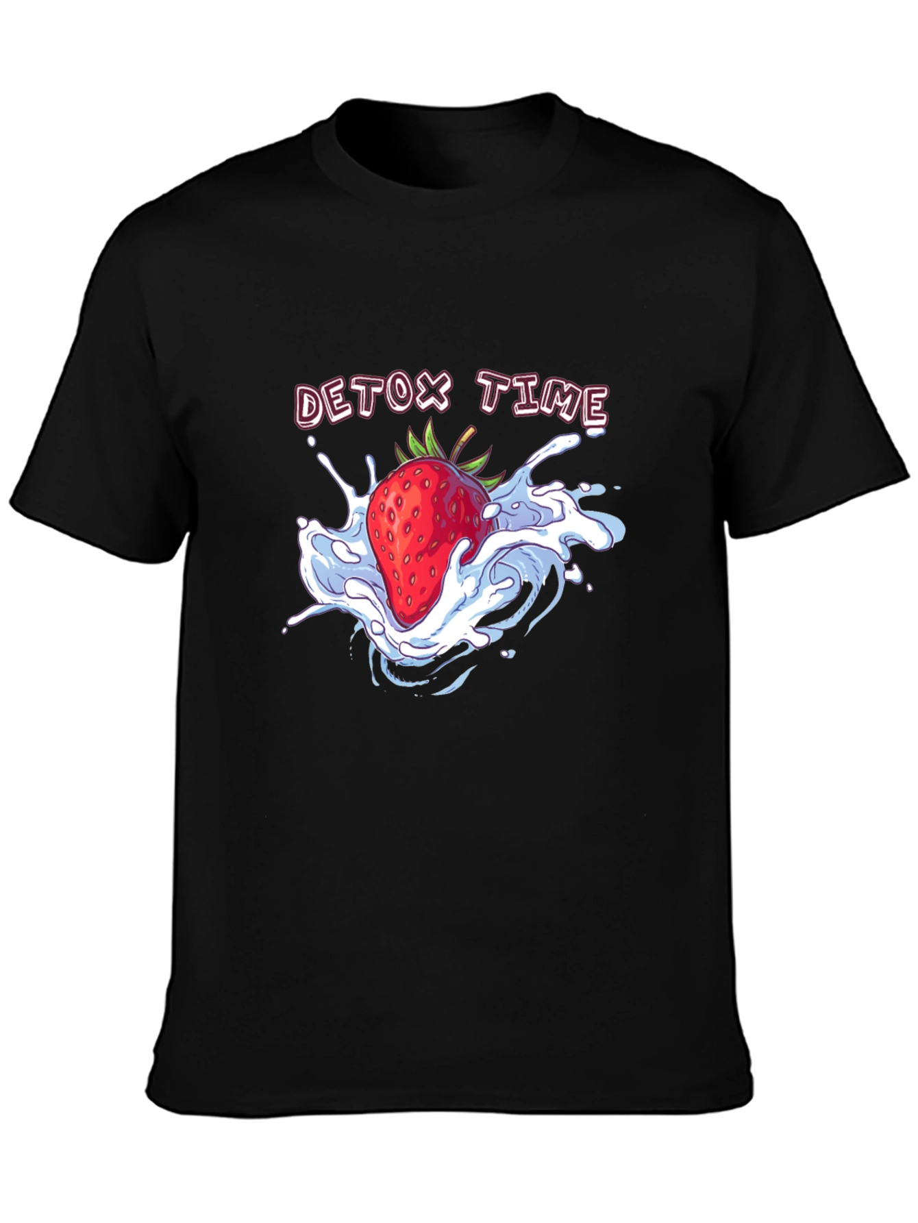 Detox Time Strawberry Graphic Tee - Black