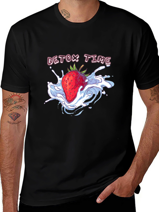Detox Time Strawberry Graphic Tee - Black