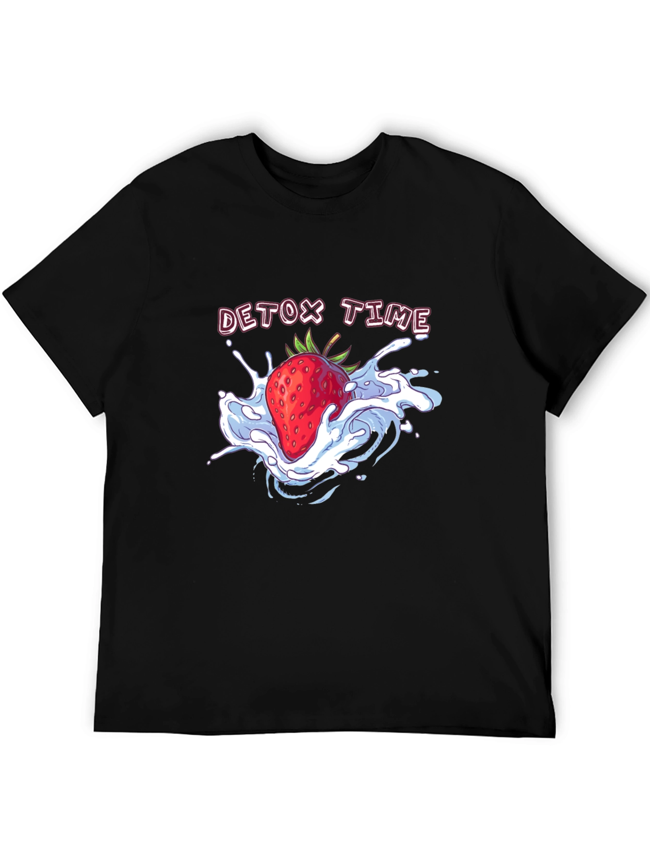 Detox Time Strawberry Graphic Tee - Black