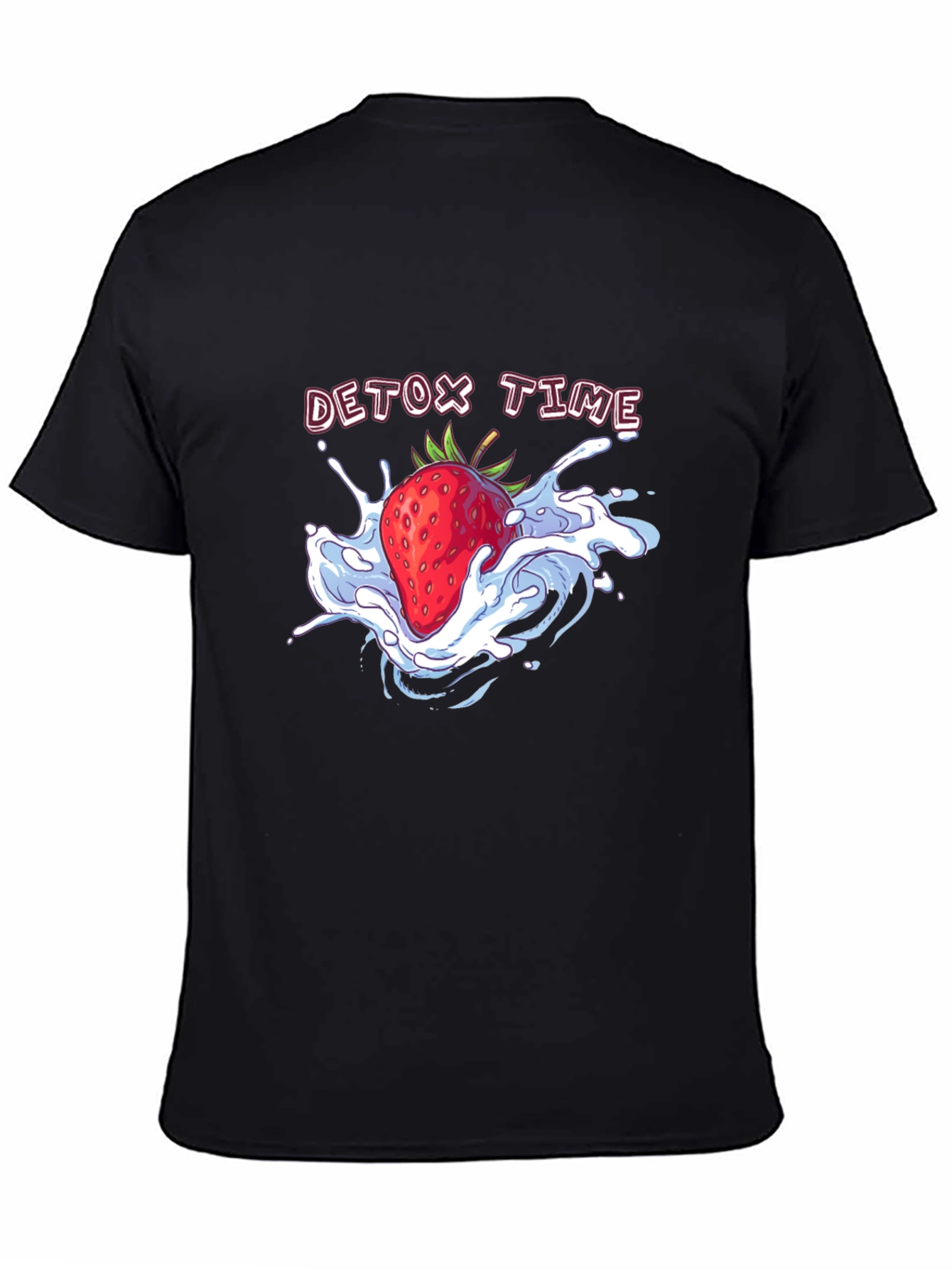 Detox Time Strawberry Graphic Tee - Black