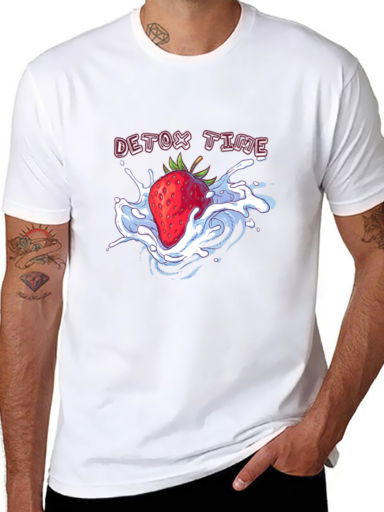 Detox Time Strawberry Graphic Tee - Black