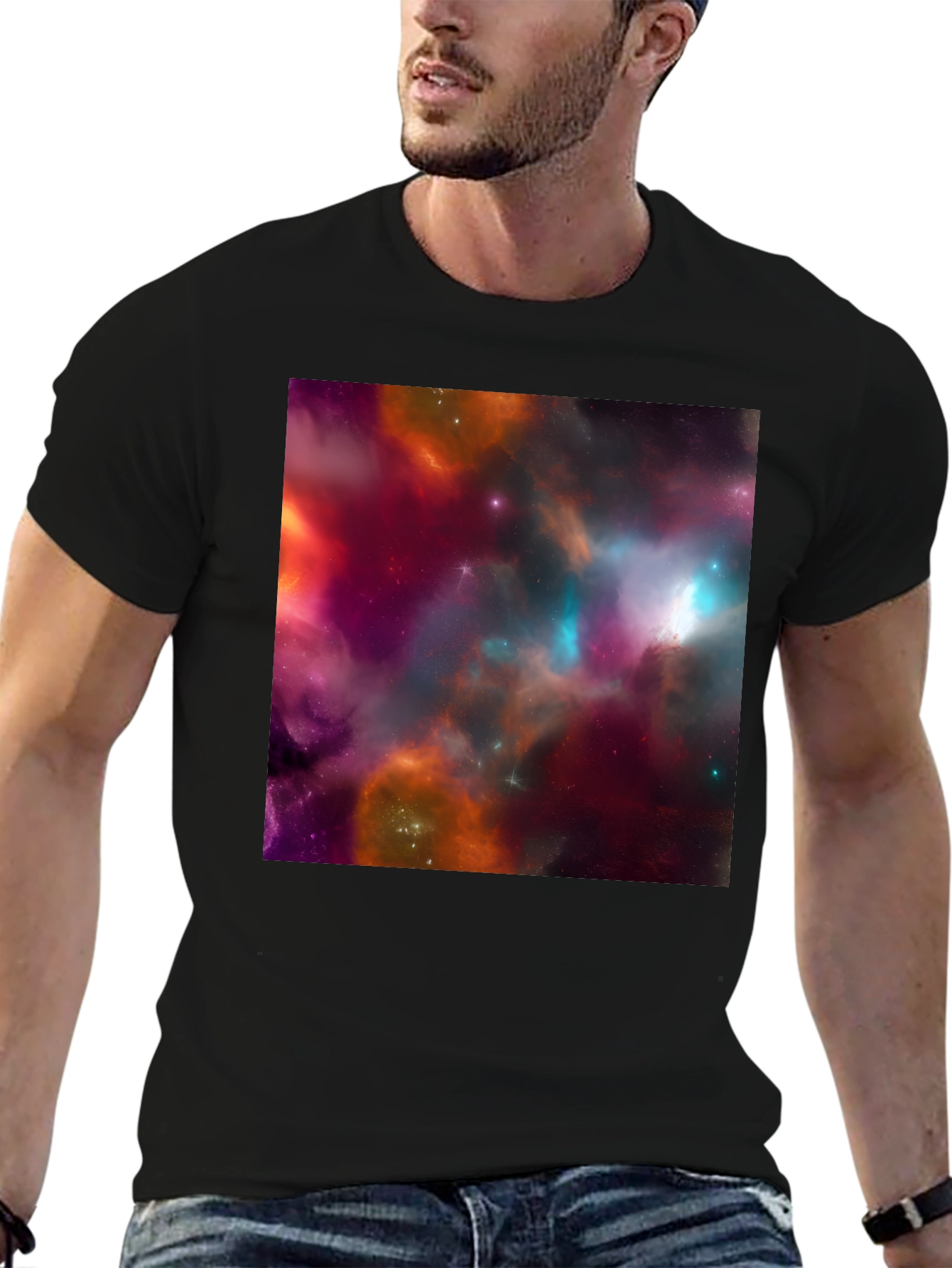 Galaxy Print Black T-Shirt - Bold Cosmic Style