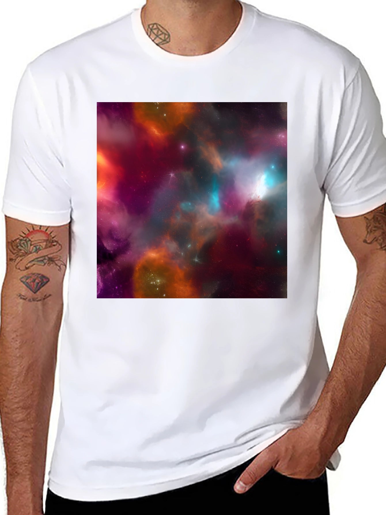 Galaxy Print Black T-Shirt - Bold Cosmic Style