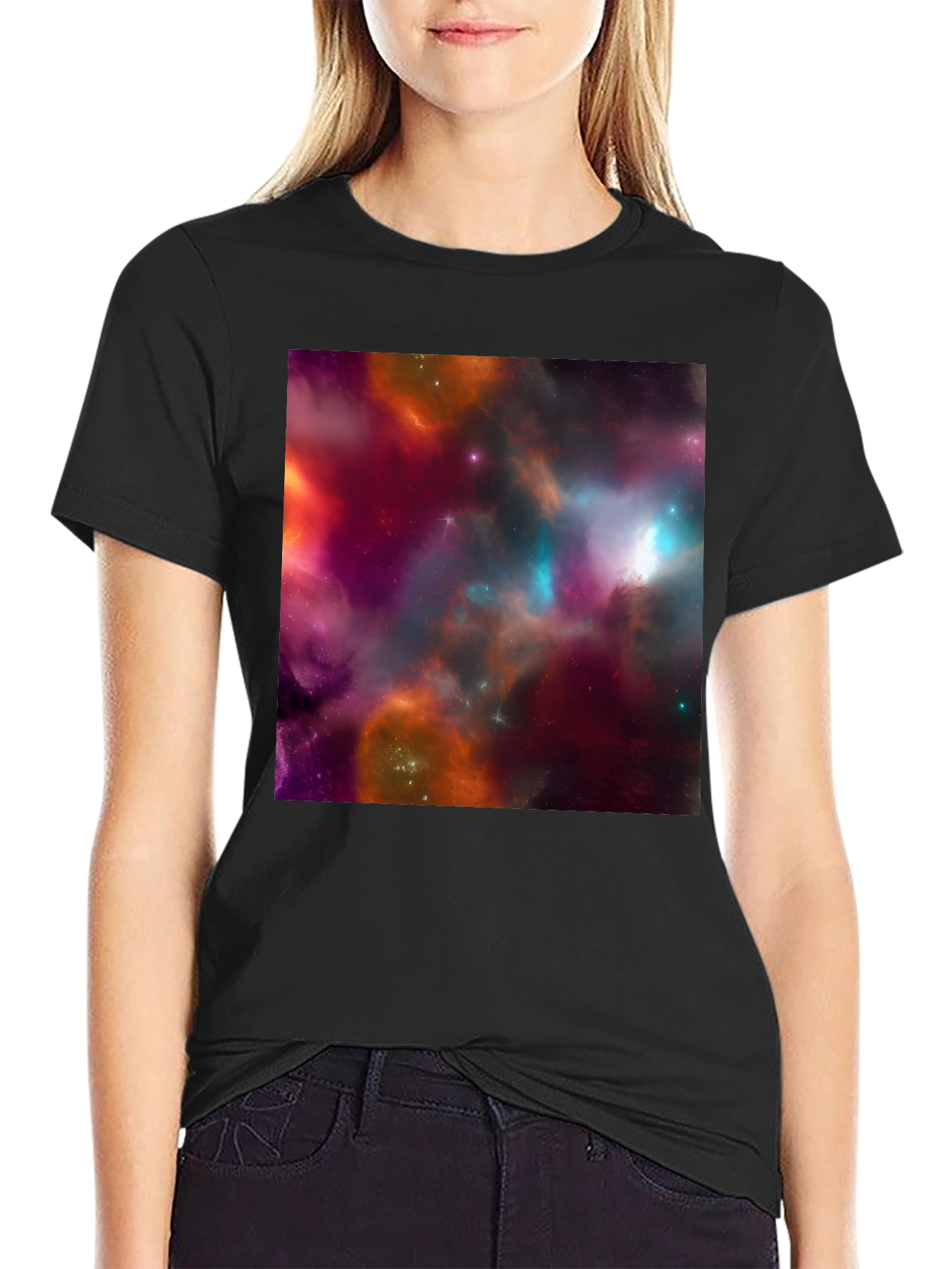 Galaxy Print Black T-Shirt - Bold Cosmic Style