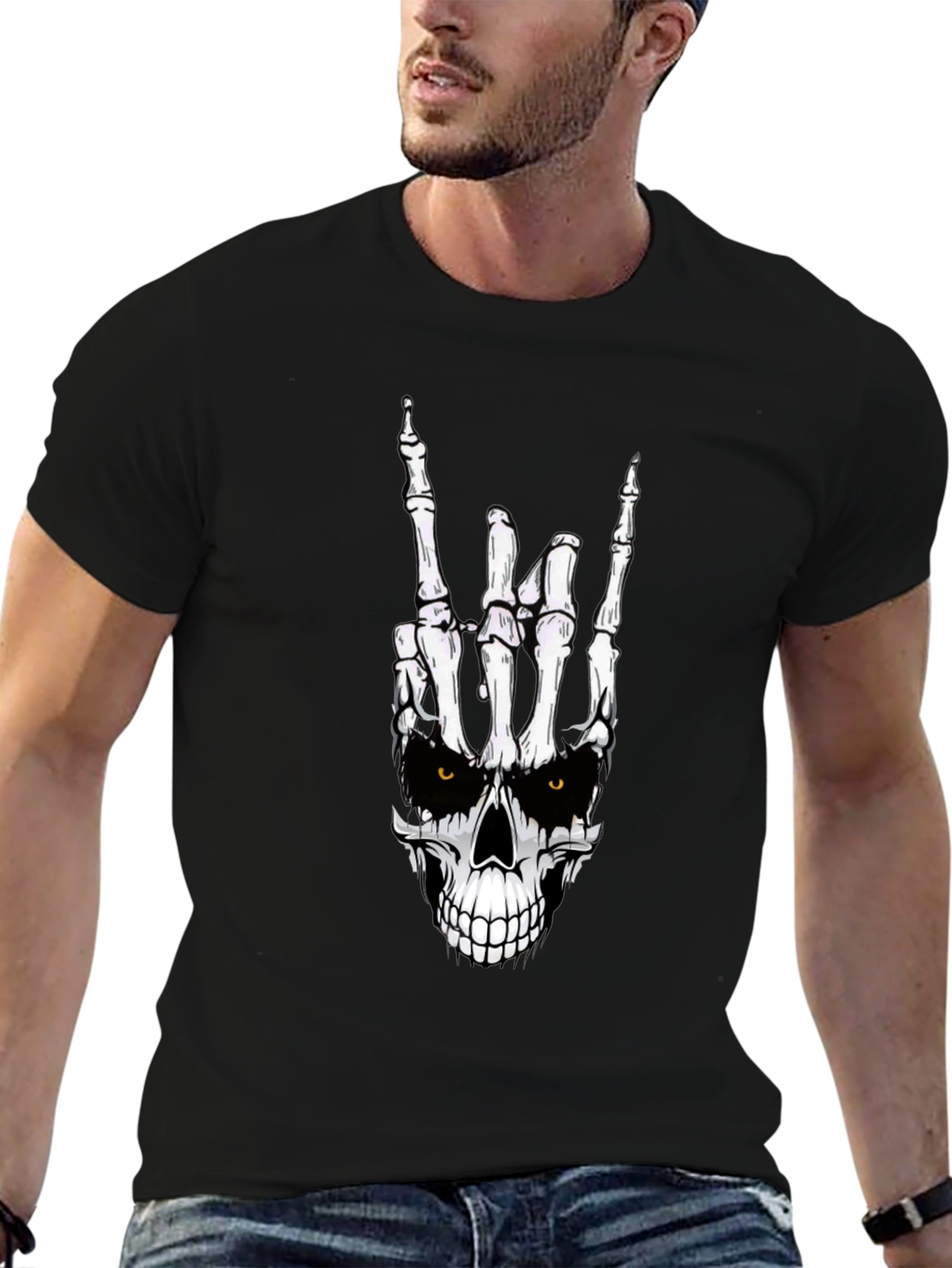 Rock On Skeleton Hand Graphic Tee