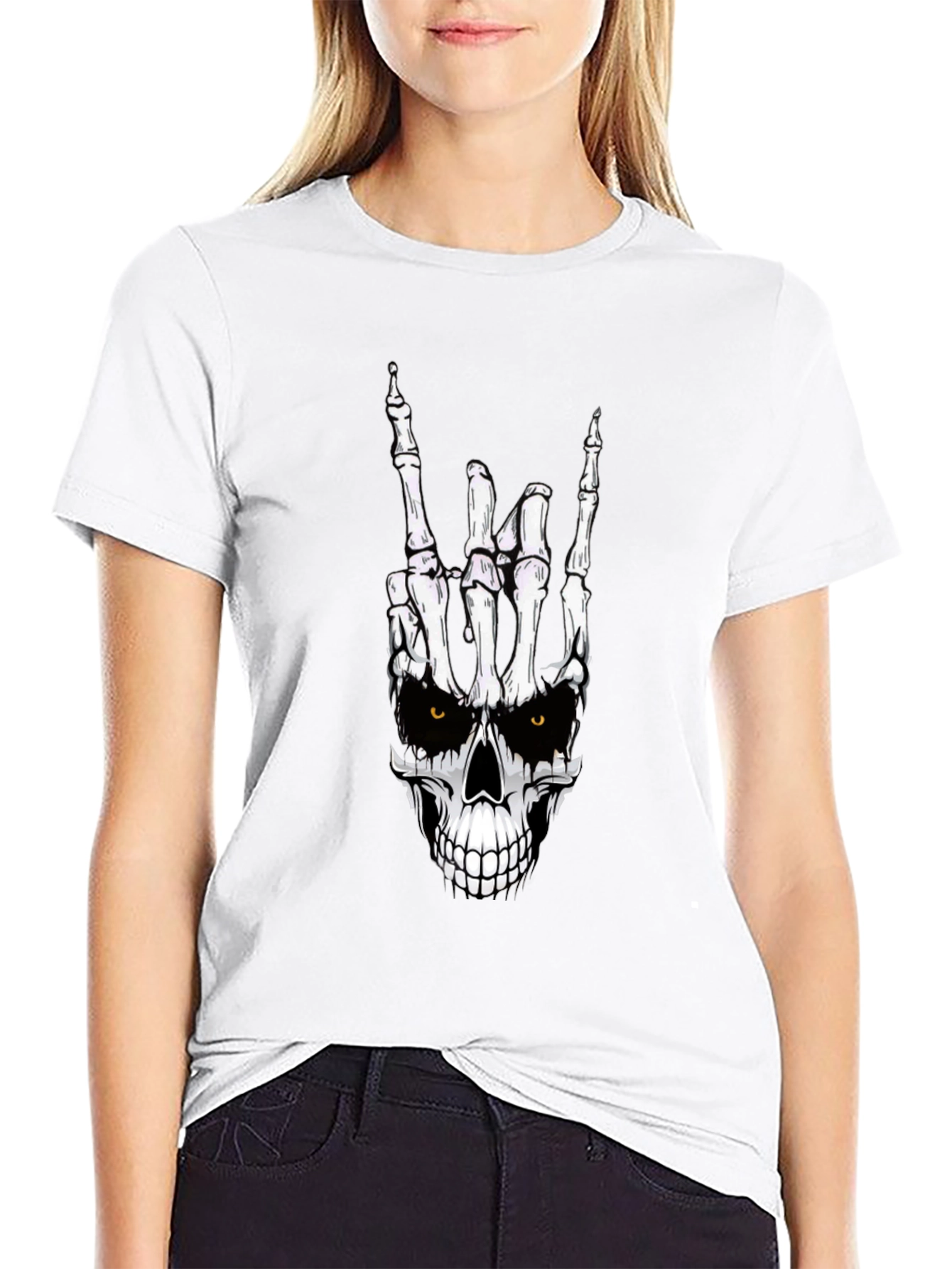 Rock On Skeleton Hand Graphic Tee