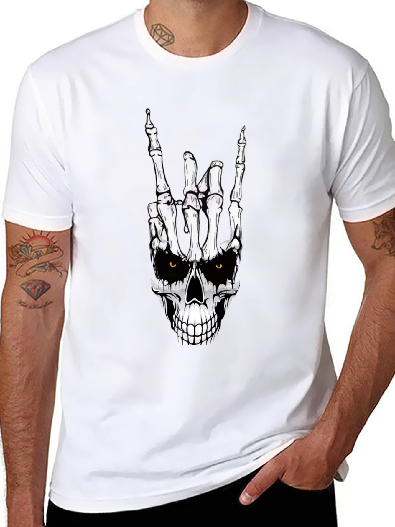 Rock On Skeleton Hand Graphic Tee