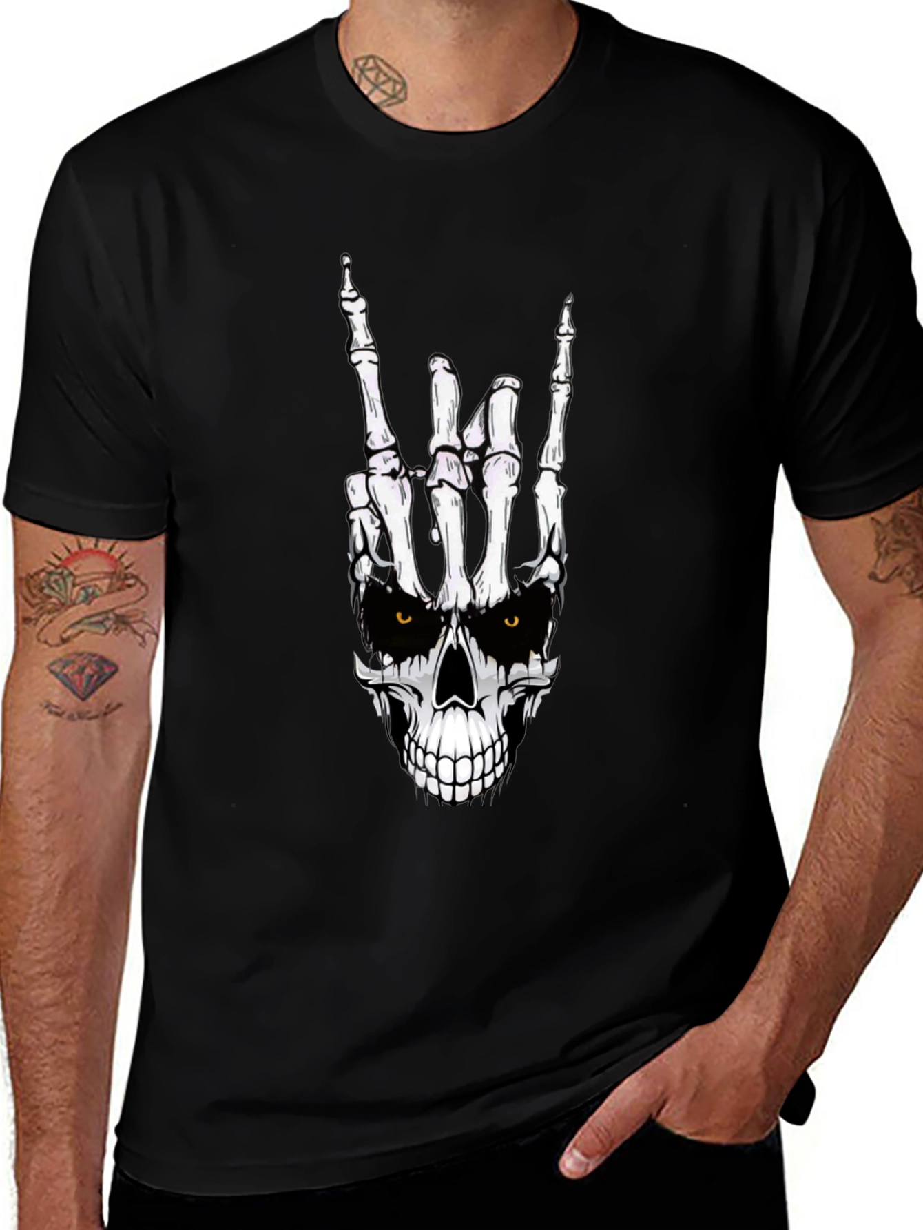 Rock On Skeleton Hand Graphic Tee