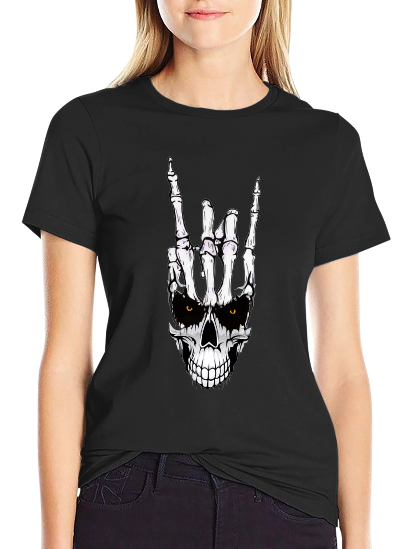 Rock On Skeleton Hand Graphic Tee