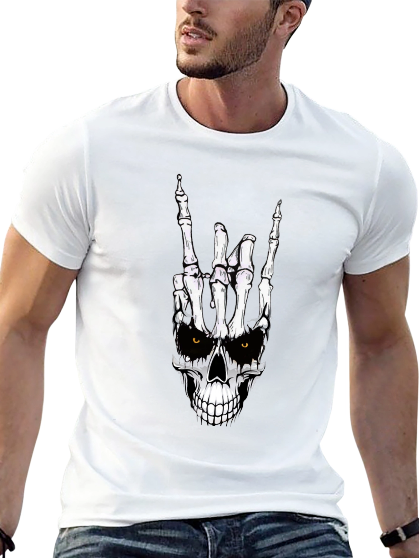 Rock On Skeleton Hand Graphic Tee