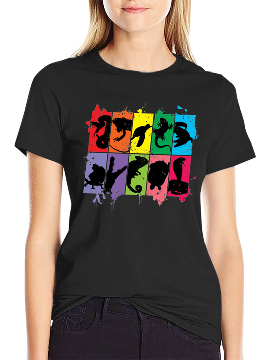 Reptile Silhouette T-Shirt - Colorful Reptile Lover Tee